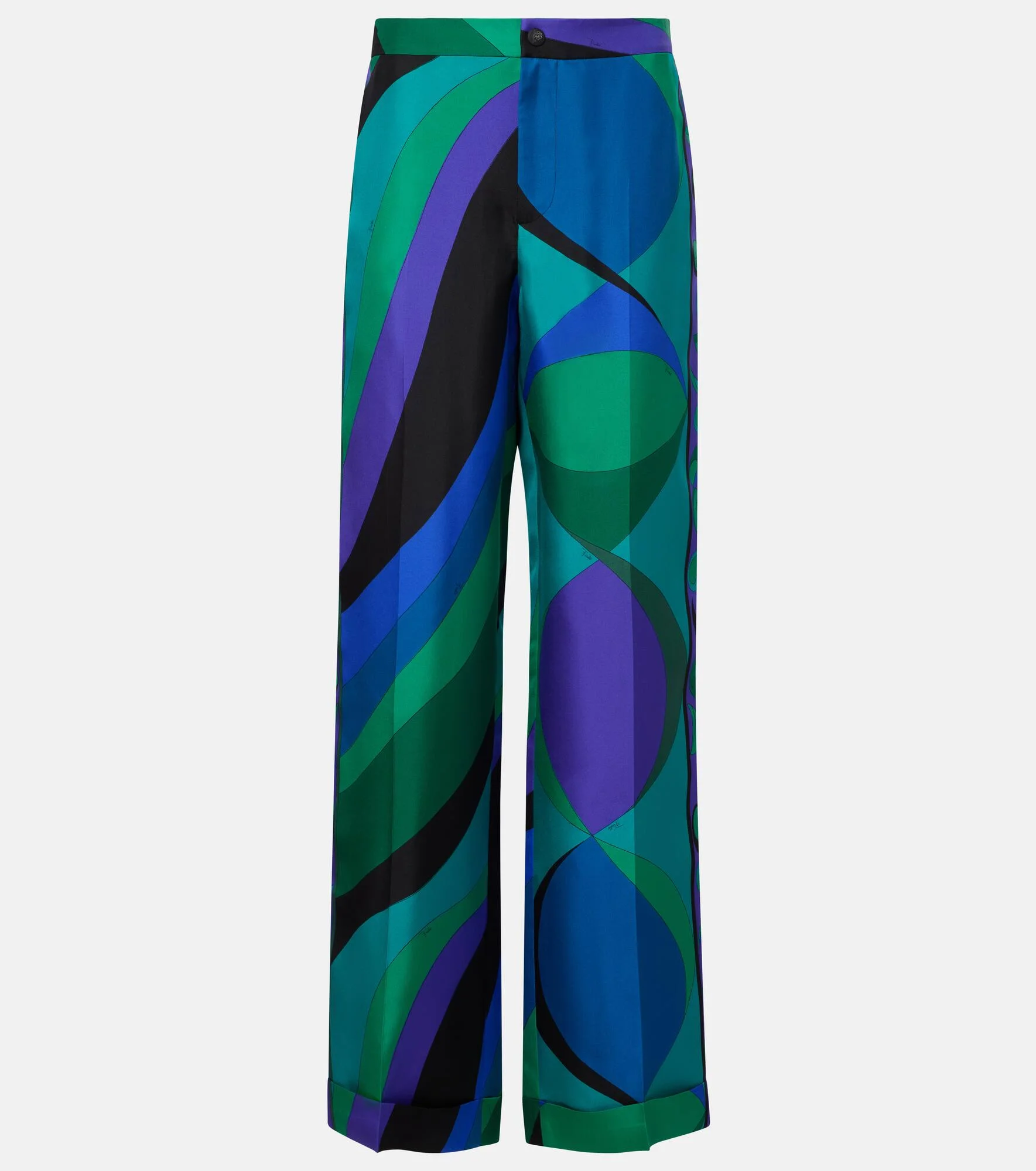 Printed silk wide-leg pants - 1