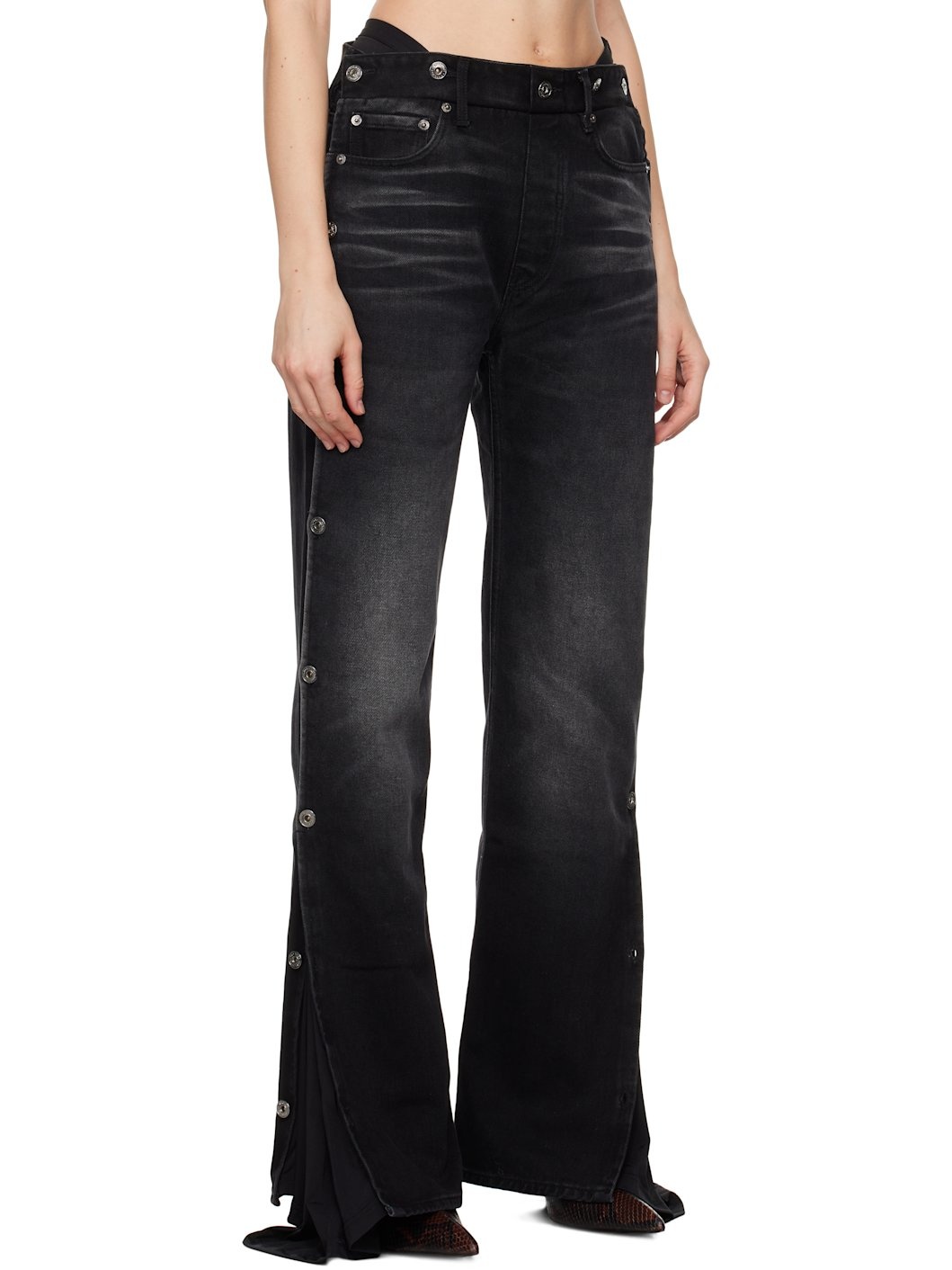 Black Collapsed Waist Jeans - 4