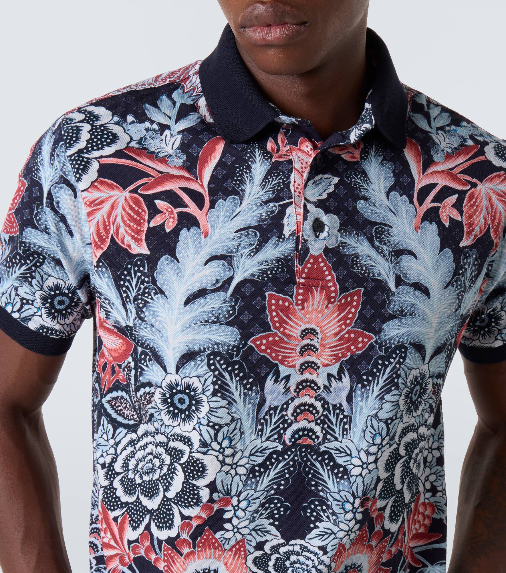 Paisley cotton piqué polo shirt - 7