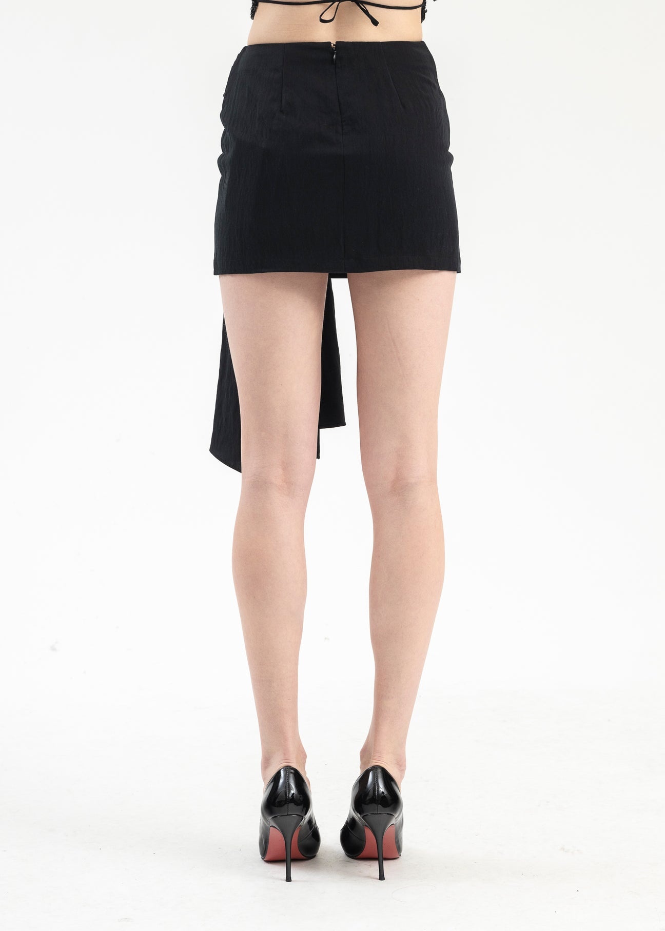 BLACK SKIRT WASHED GABARDE - 4