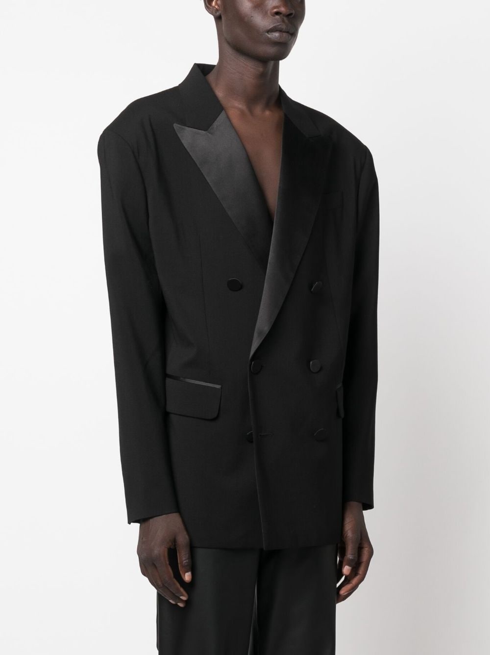 double-breasted silk-lapels blazer - 3