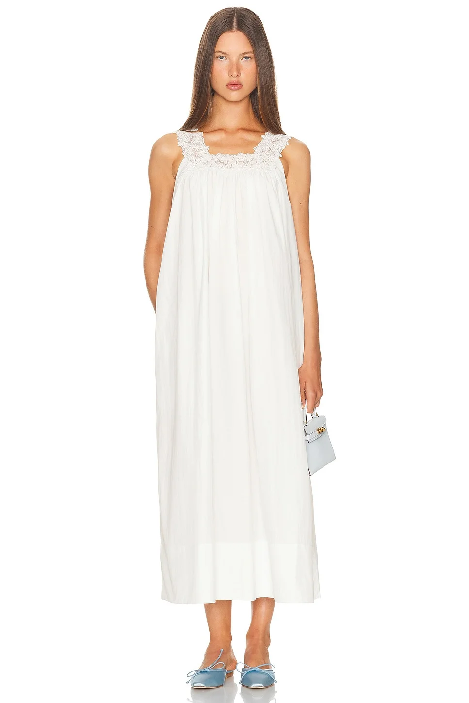 Midi Dress With Lace in Tech Poplin - 1