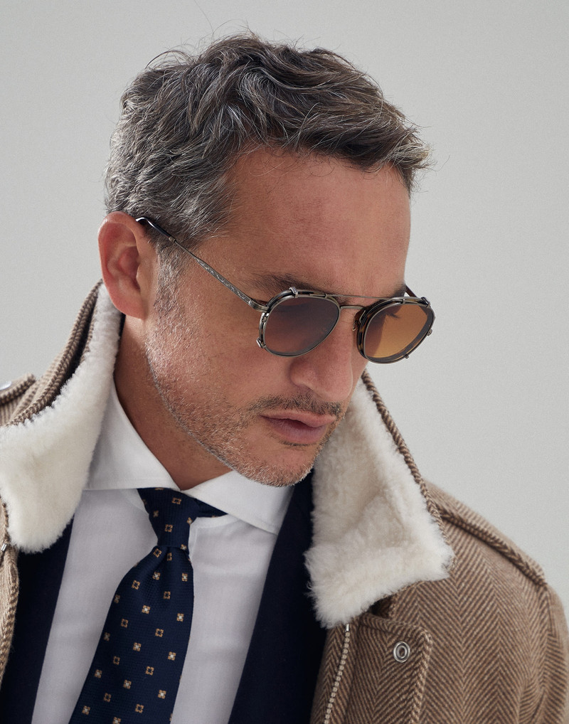 Lilletto titanium and acetate glasses with sun clip-on 4