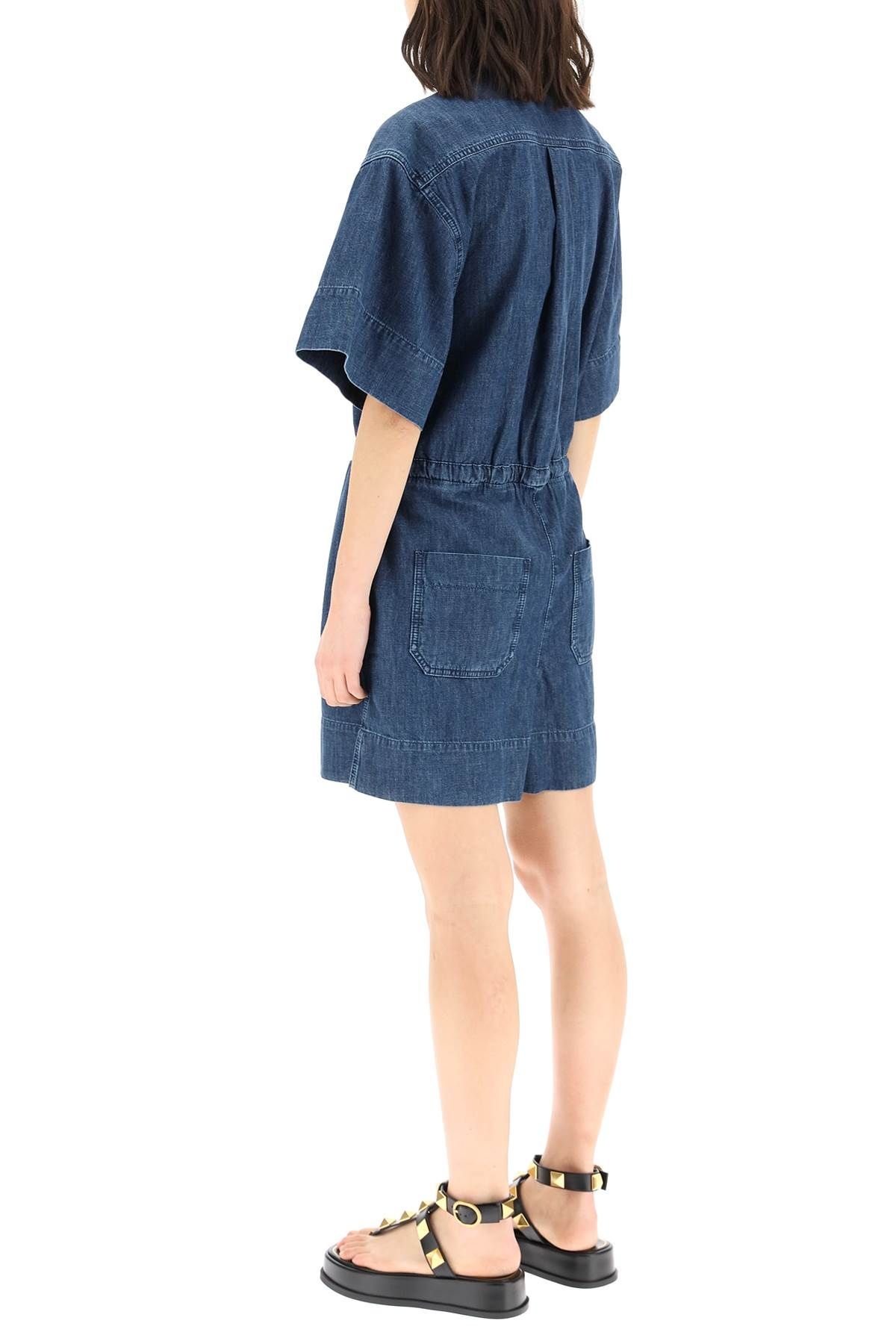 SHORT JUMPSUIT IN CHAMBRAY DENIM - 4