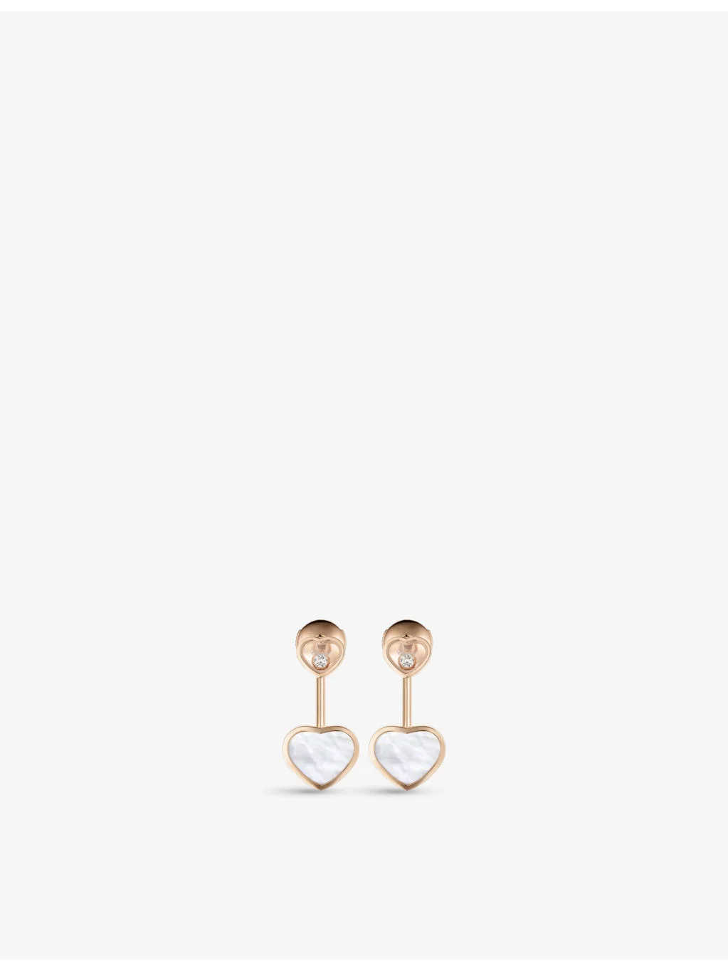 Happy Hearts 18ct rose-gold, 0.08ct diamond and mother-of-pearl earrings - 1