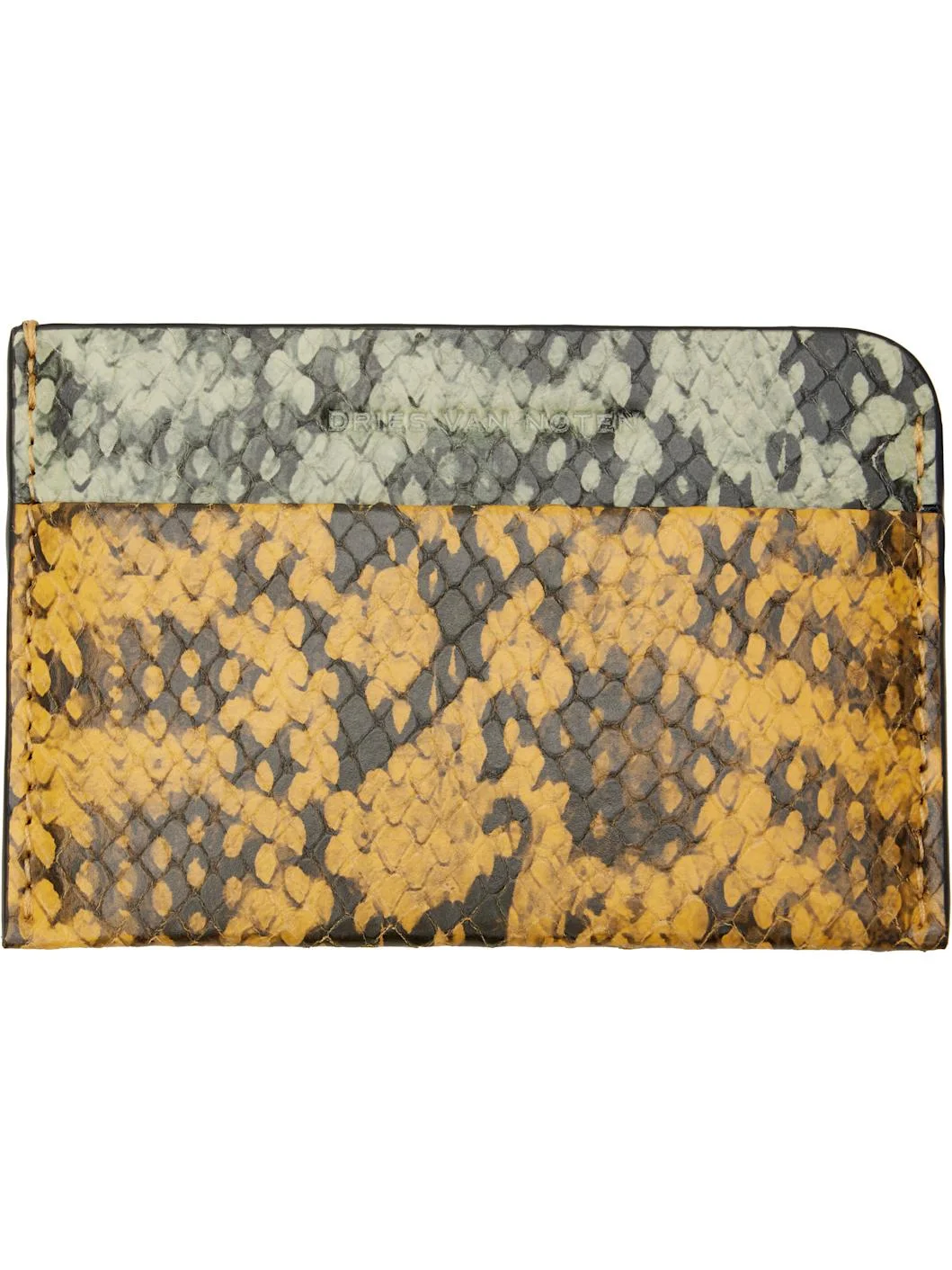 Yellow & Green Leather Card Holder - 1