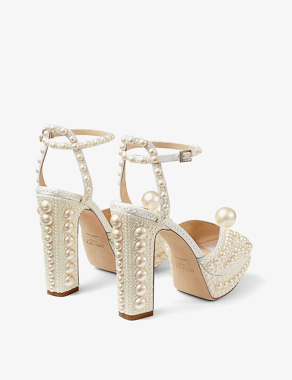 Sacaria 120 pearl-embellished satin platform sandals - 5