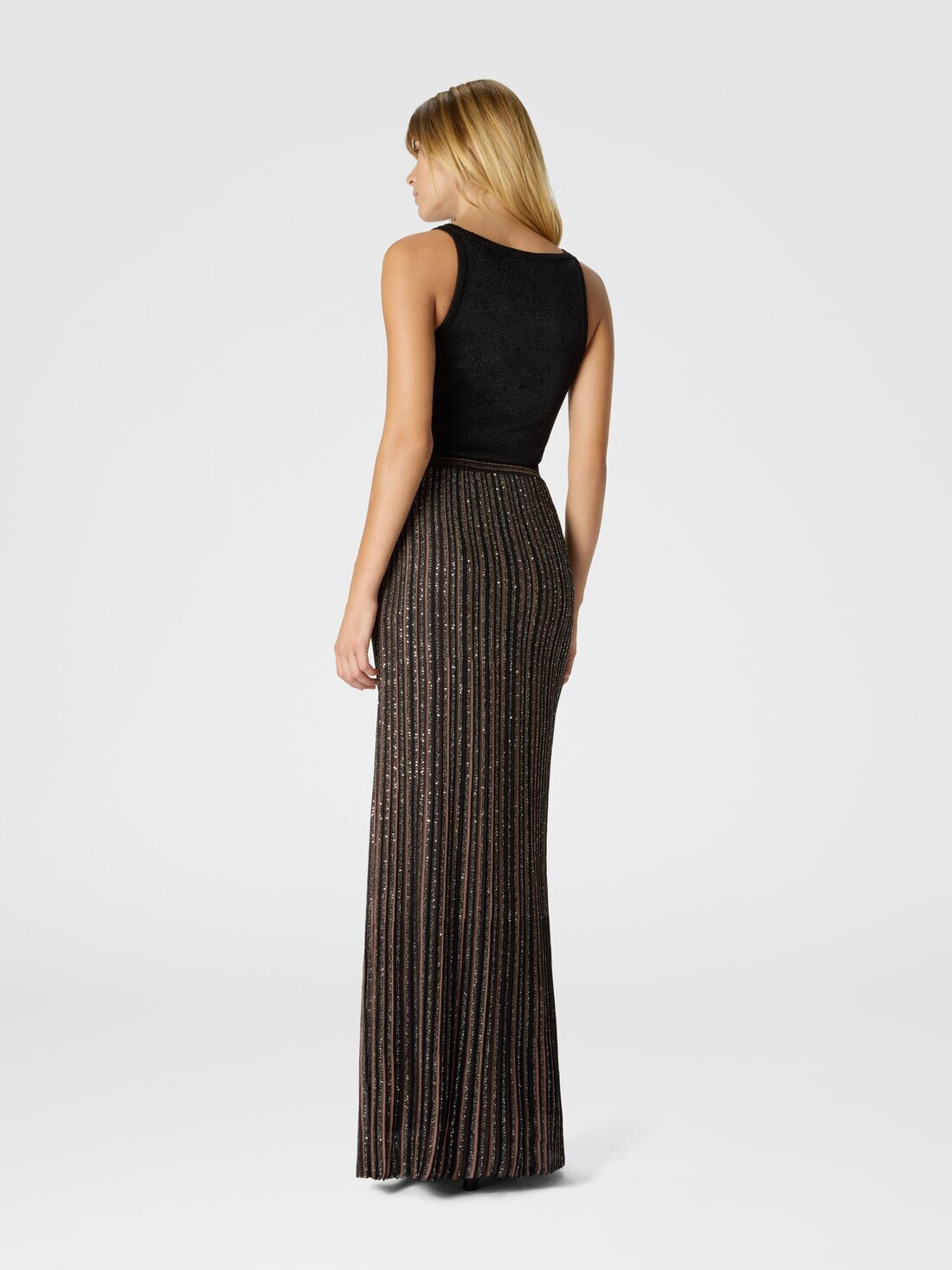 Long Skirt with Lamé Stripes - 3