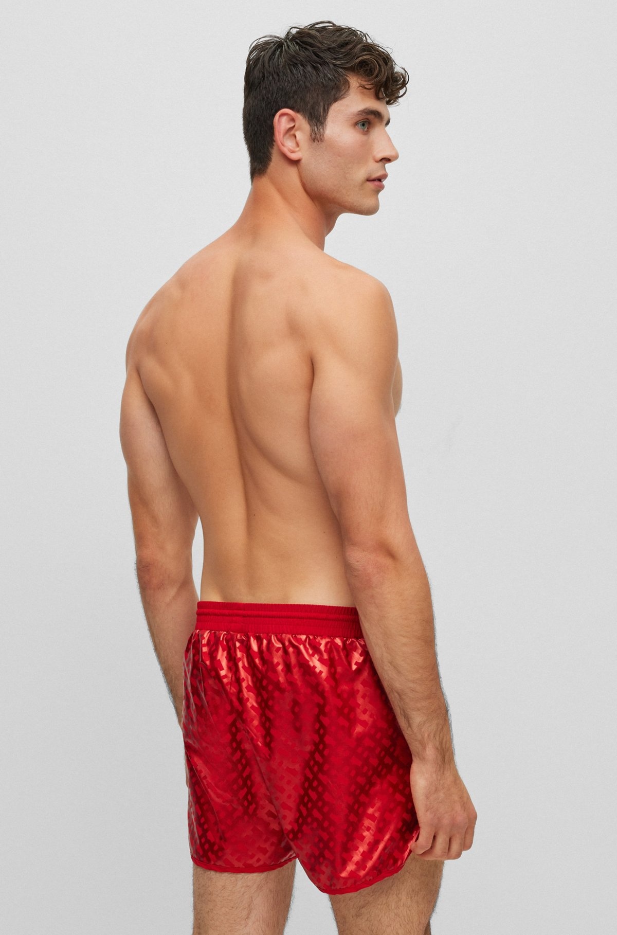 MONOGRAM-PRINT SWIM SHORTS IN QUICK-DRYING FABRIC - 4