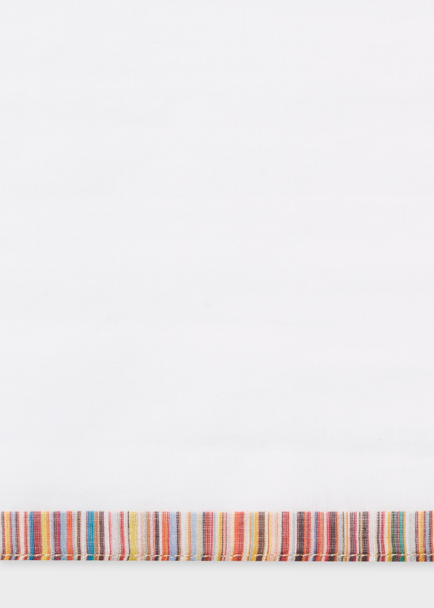 White Cotton Pocket Square With 'Signature Stripe' Border - 4