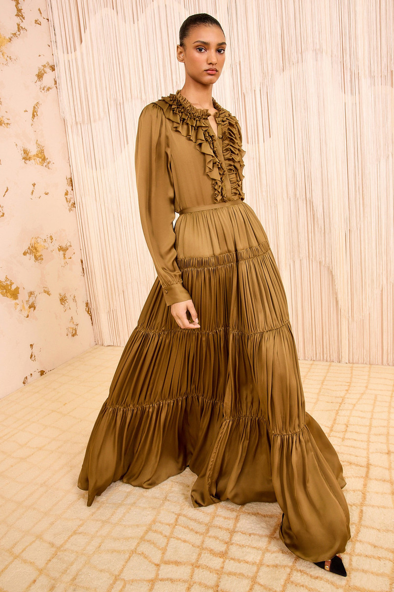 Gaelle Silk High Waist Maxi Skirt 1