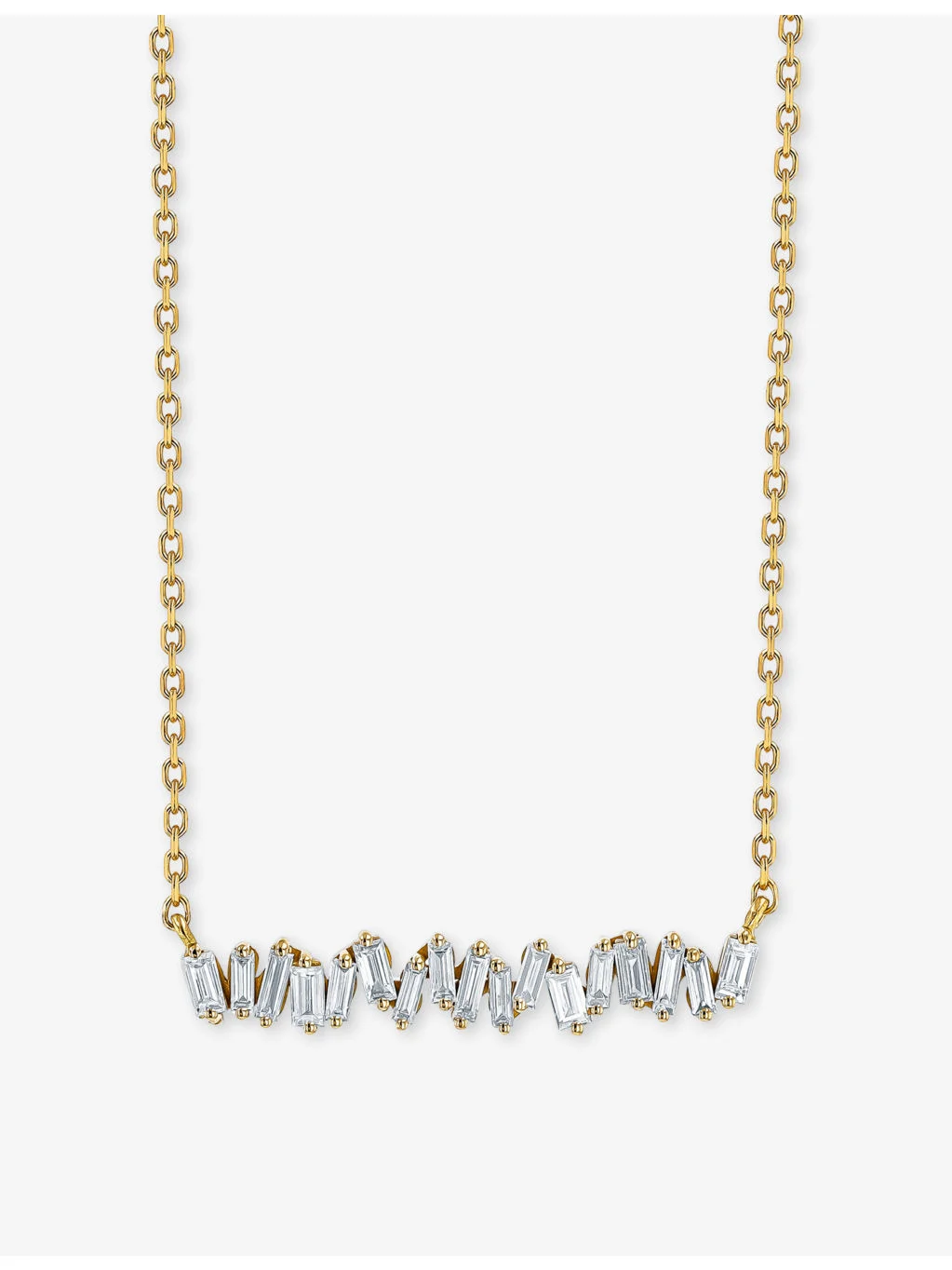 Classic 18ct white-gold and 0.30ct diamond bar necklace - 1