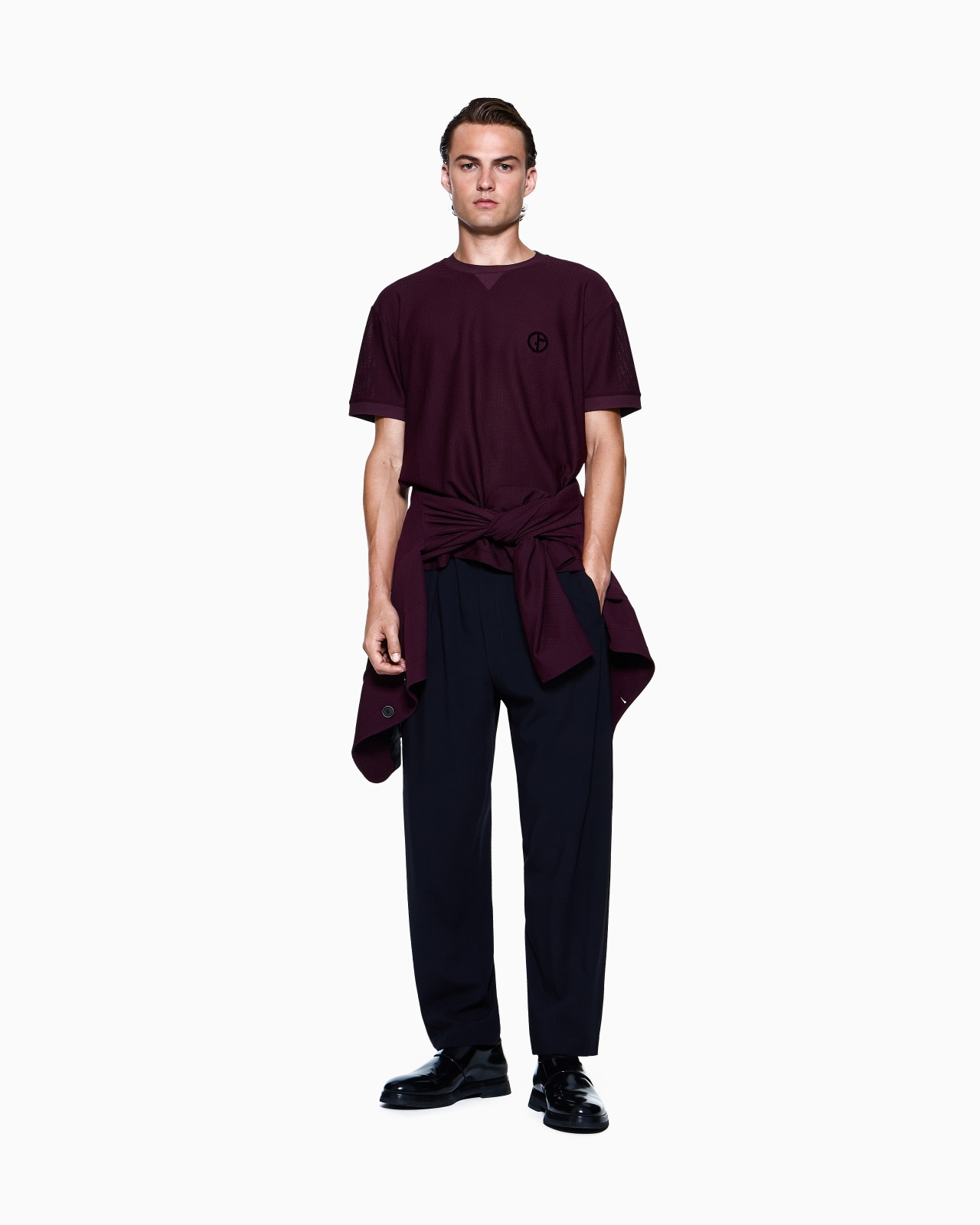 CREW-NECK T-SHIRT IN TECHNICAL WAFFLE FABRIC - 2