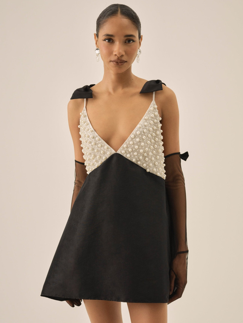 Pearly Bow Mini Dress - 1
