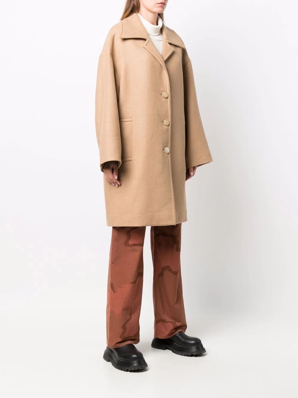 logo-print oversized coat - 4