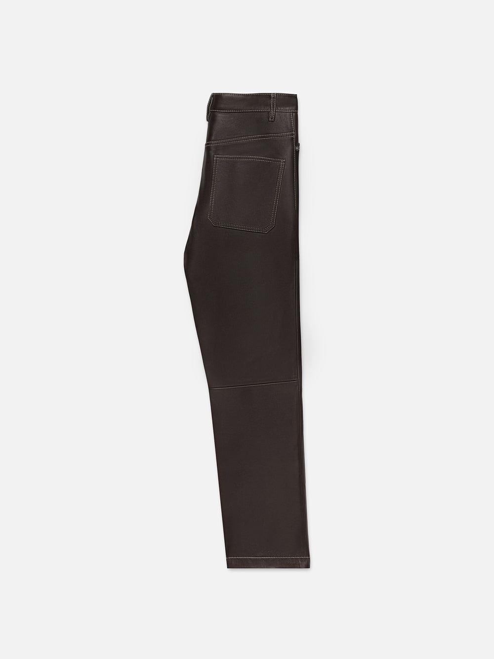 Leather Straight Leg Trousers in Marron - 3