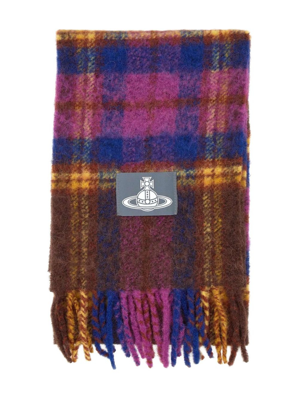 tartan logo-detail scarf - 1