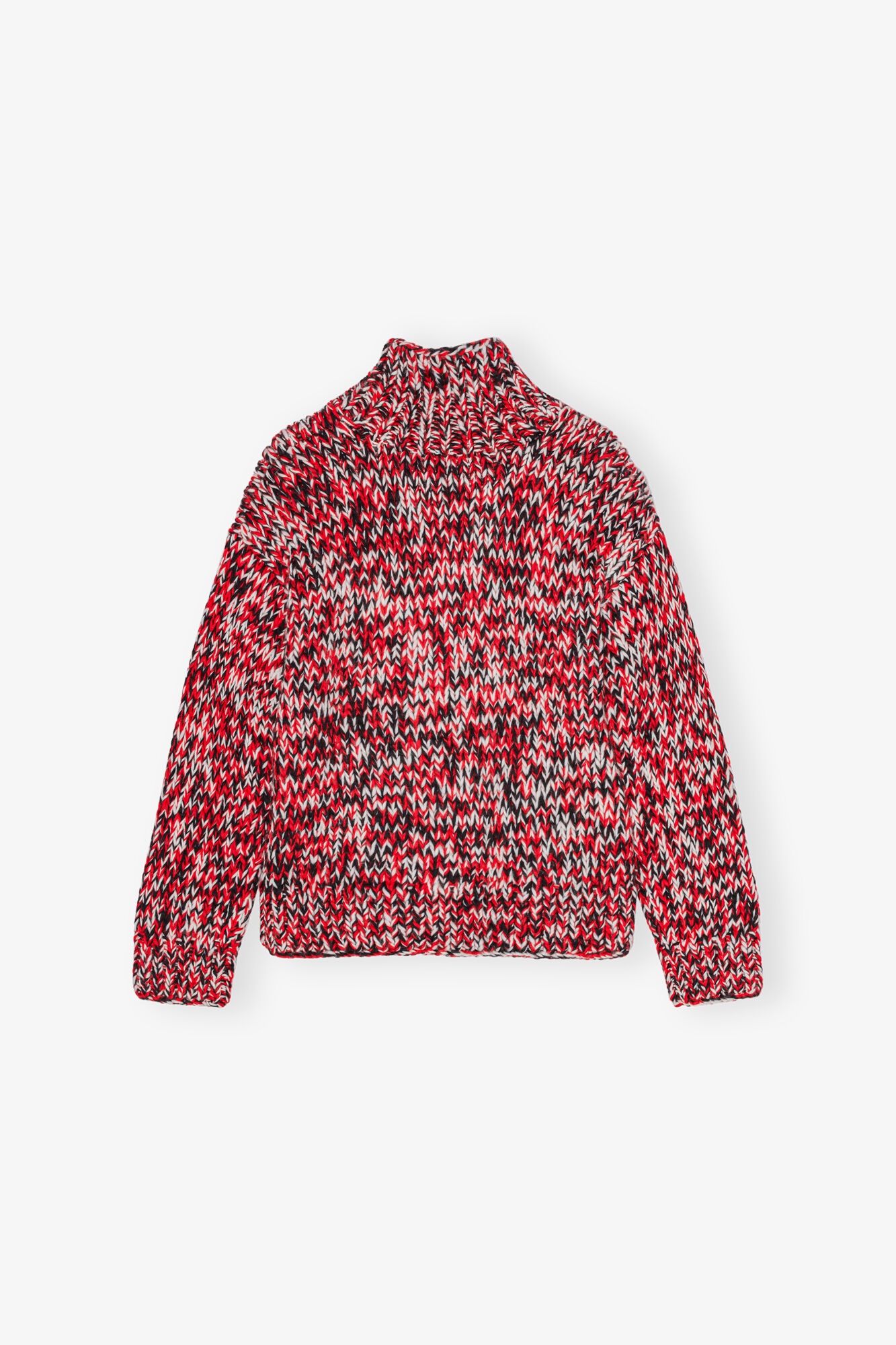 RED HANDKNIT HIGH NECK SWEATER - 6