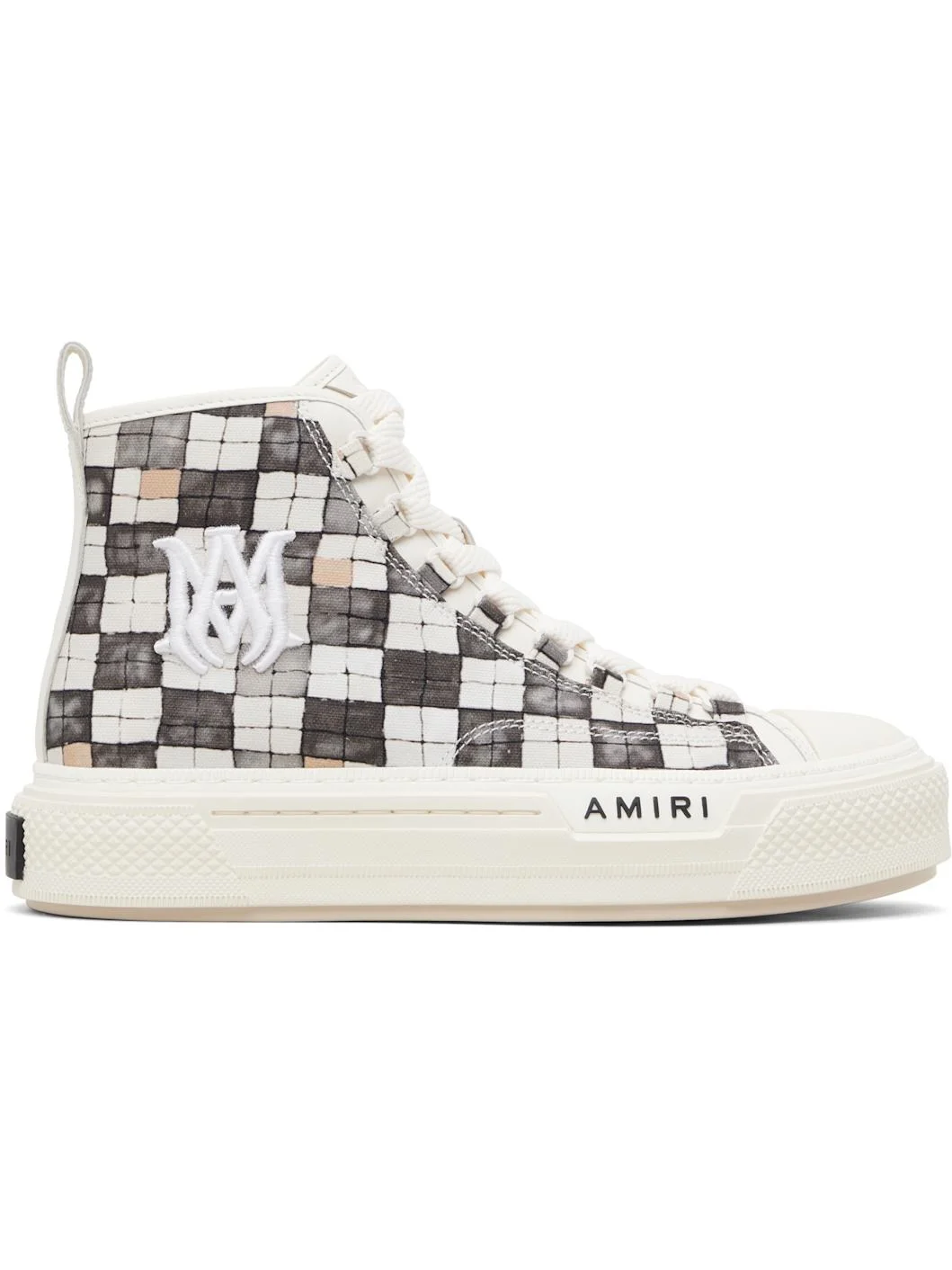 Gray & White Checkered Court Hi Sneakers - 1