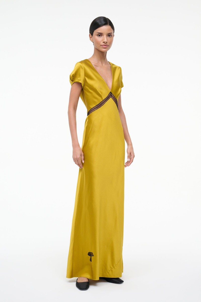 STAUD SAB SILK DRESS TURMERIC 3