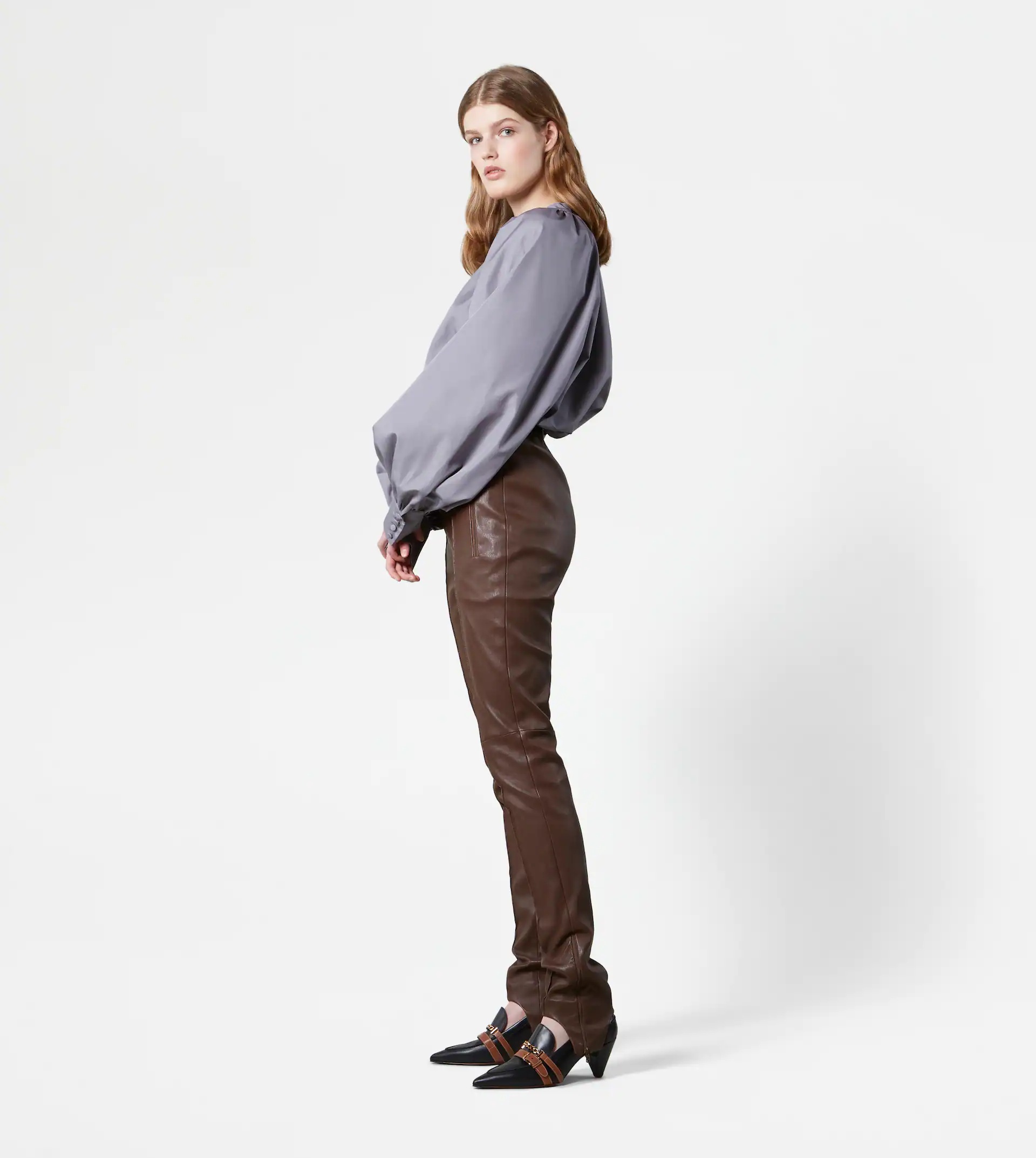 LEATHER TROUSERS - BROWN - 4