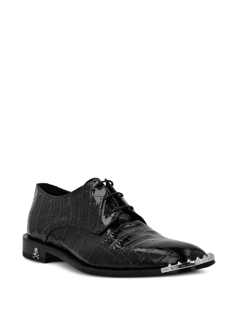 crocodile-embossed leather derby shoes - 2