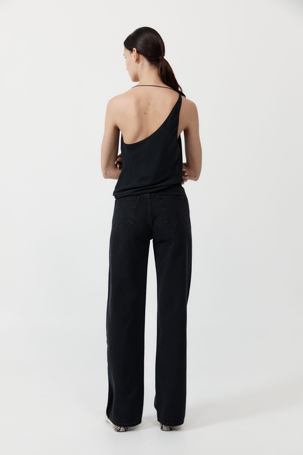 Mid Rise Wide Leg - Washed Black - 5