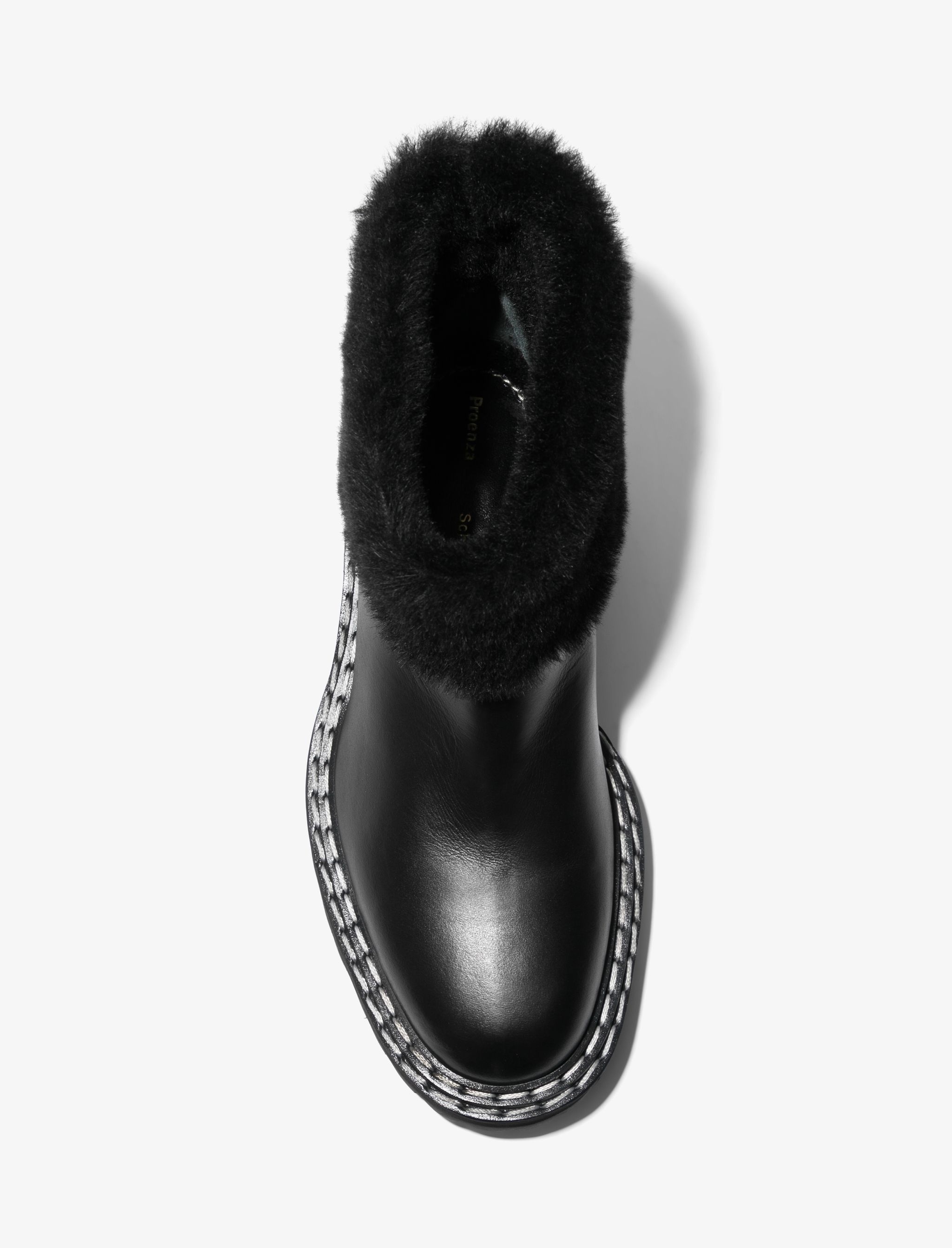 Lug Sole Shearling Ankle Boots - 5