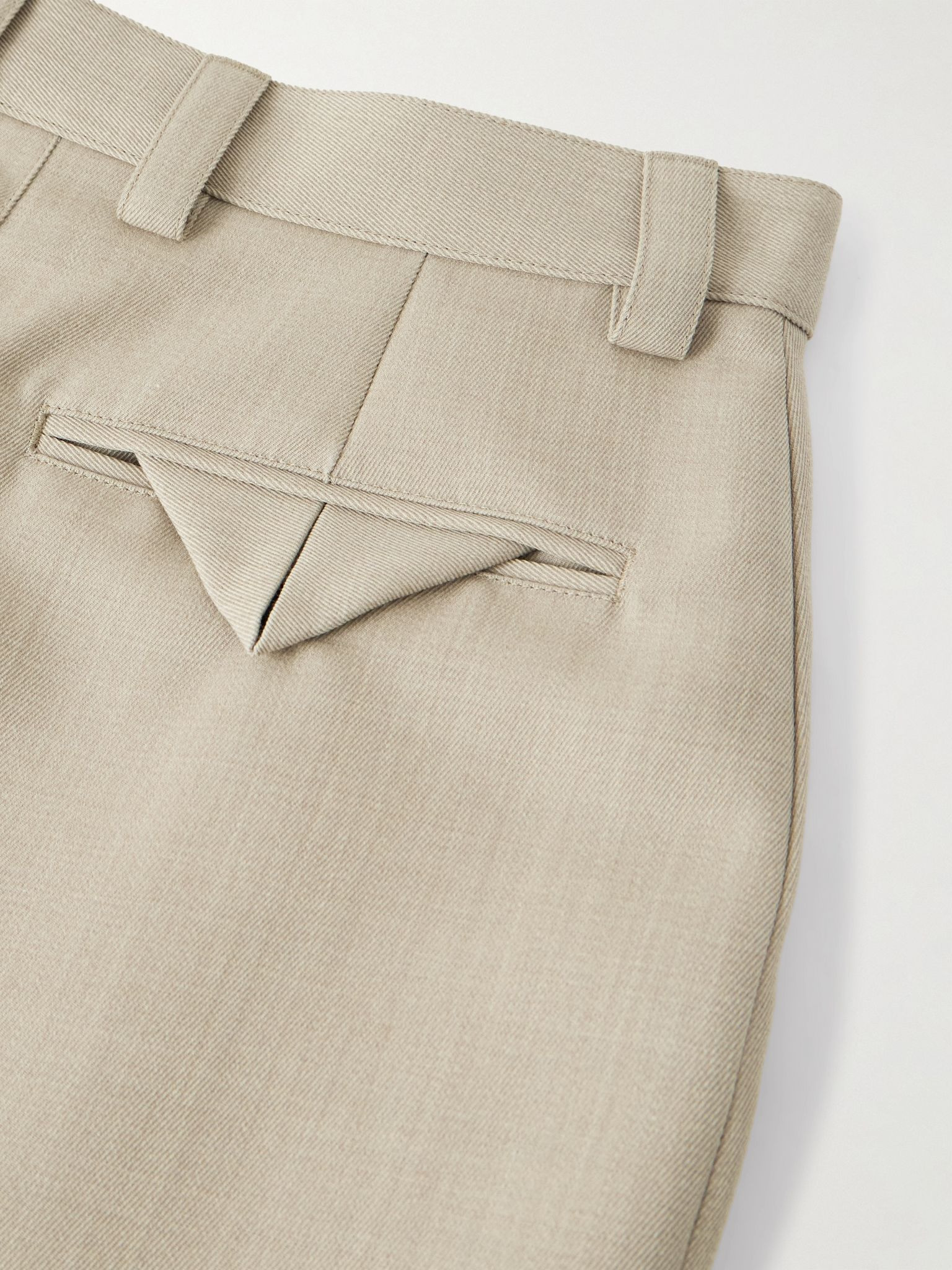 Belted paneled wool-twill tapered pants Beige - 5