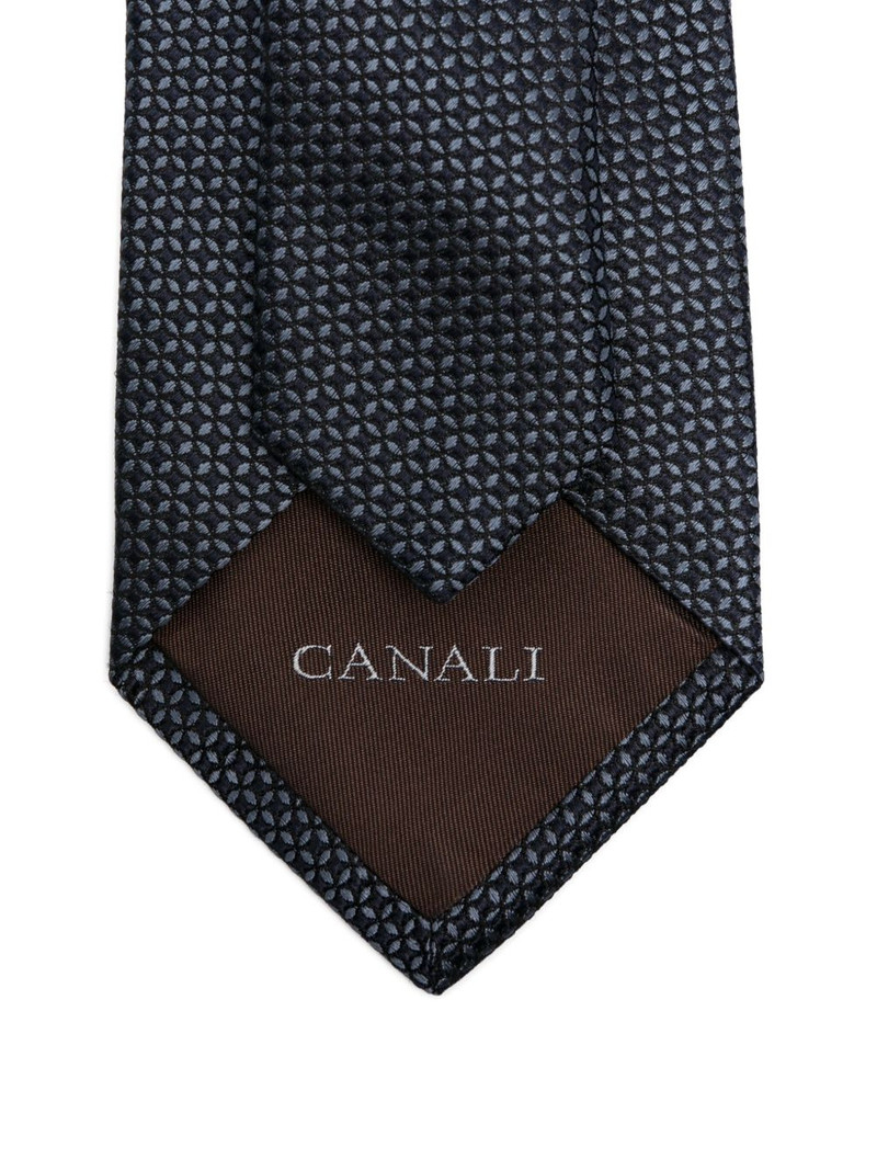Canali geometric-pattern silk tie outlook