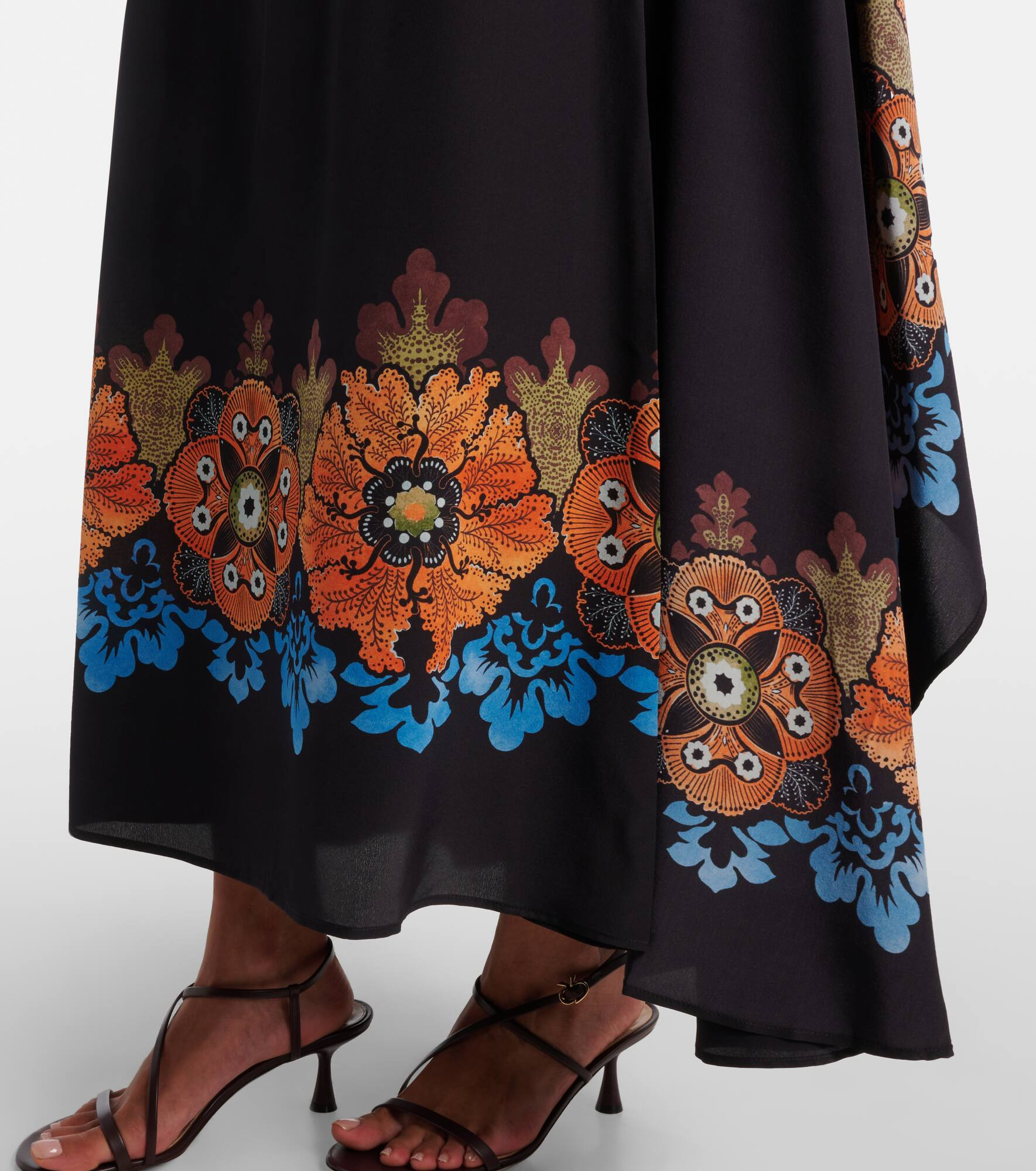 Magic caped floral silk maxi dress - 5