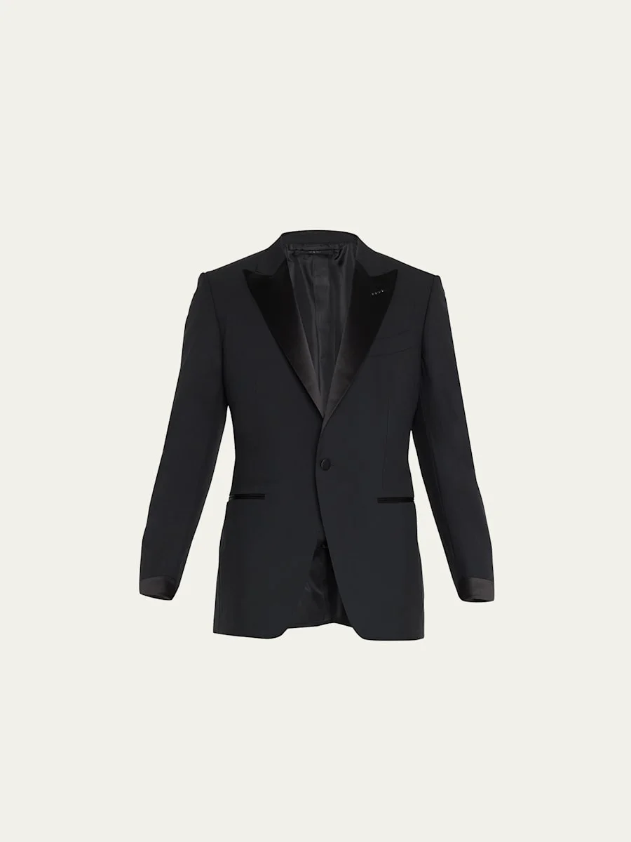 Men's Solid Wool Peak Tuxedo - 1