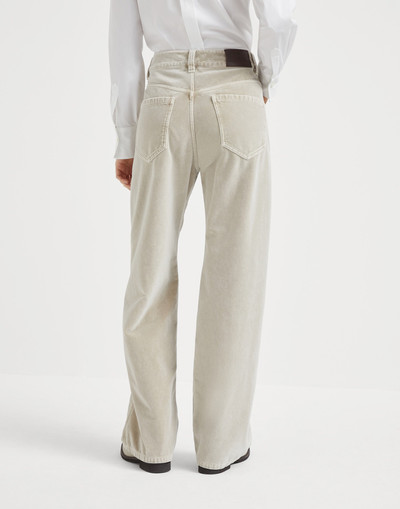 Brunello Cucinelli Garment-dyed cotton velvet loose trousers outlook