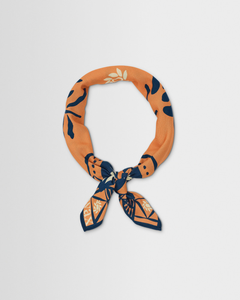 Wax London Sloane - Orange And Navy Painted Flower Neck Scarf outlook