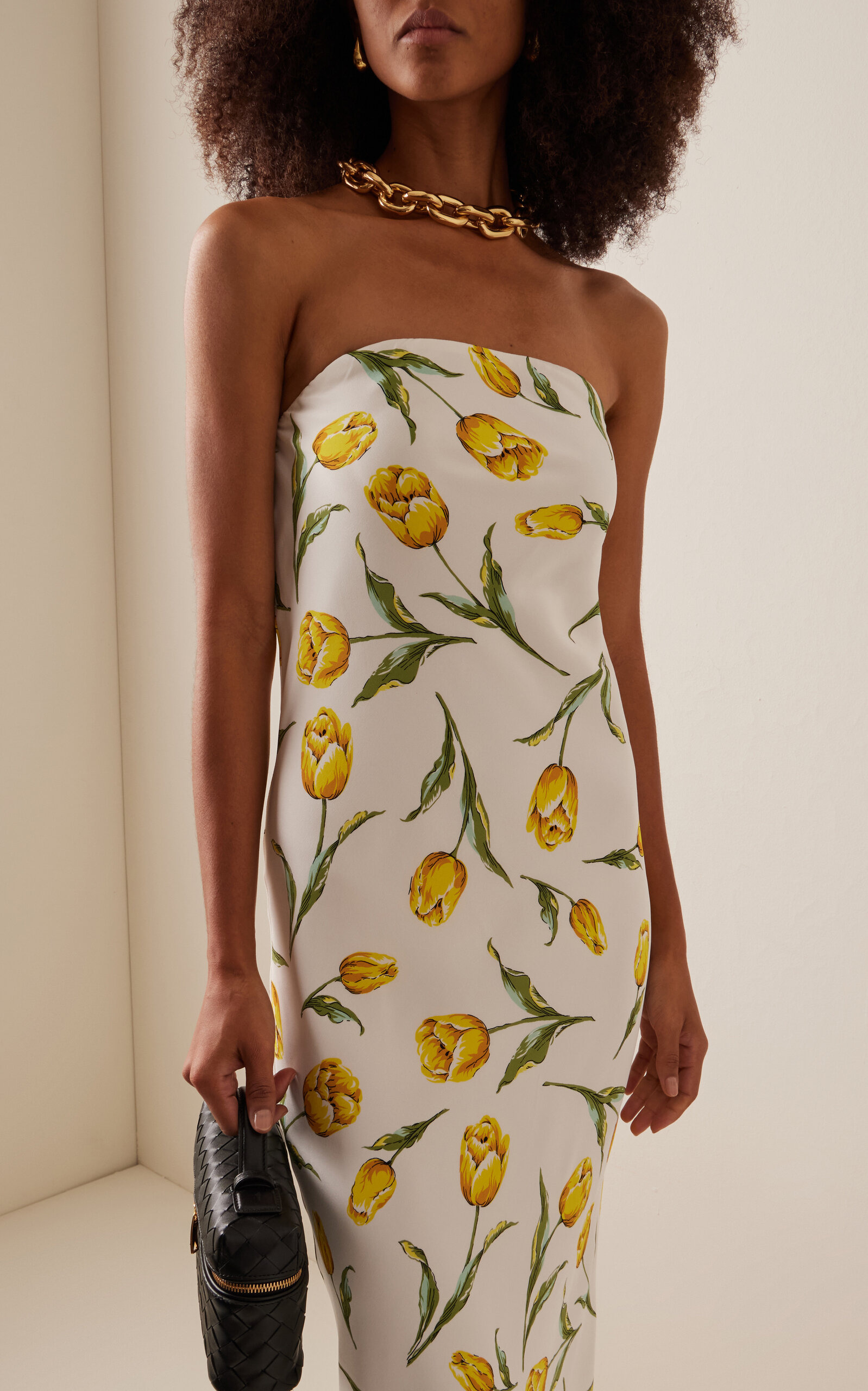 Tulip Silk Crepe Strapless Dress floral - 2