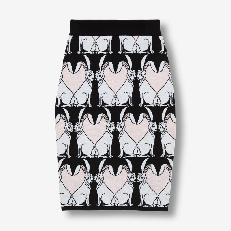 Rabbit Viscose and Wool Blend Jacquard Pencil Skirt 1