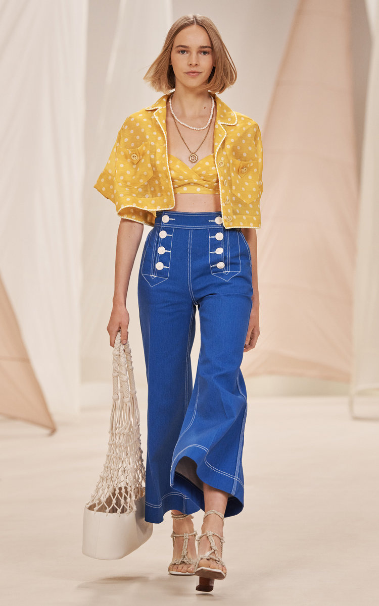 High Tide Linen-Silk Bralette Top print - 2