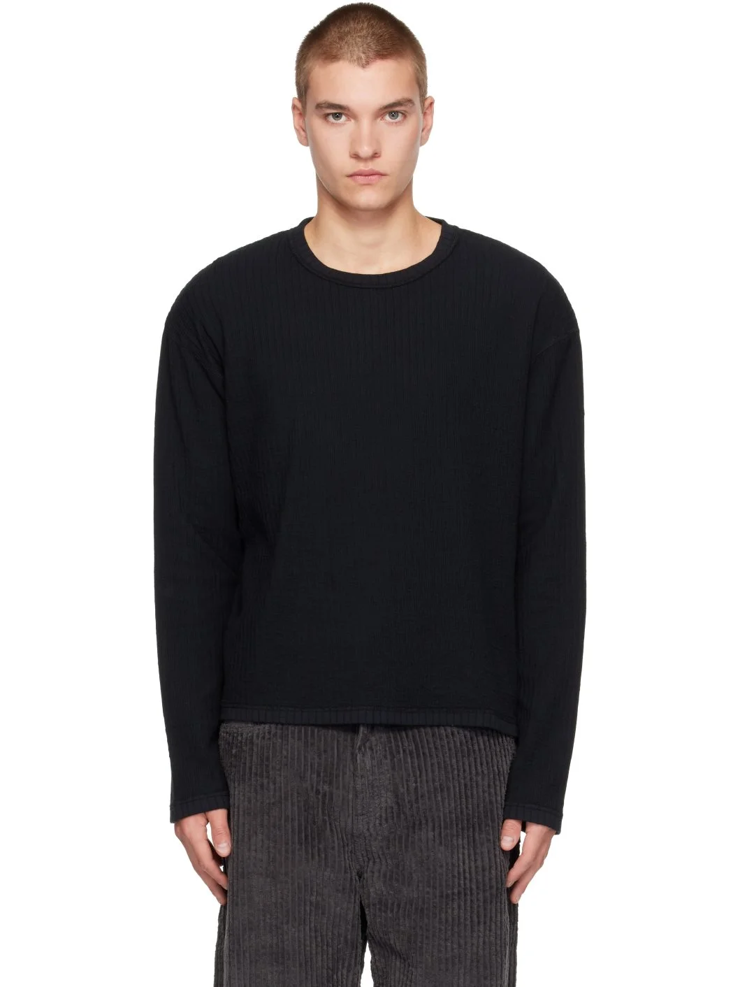 Black Reverse Rib Sweater - 1
