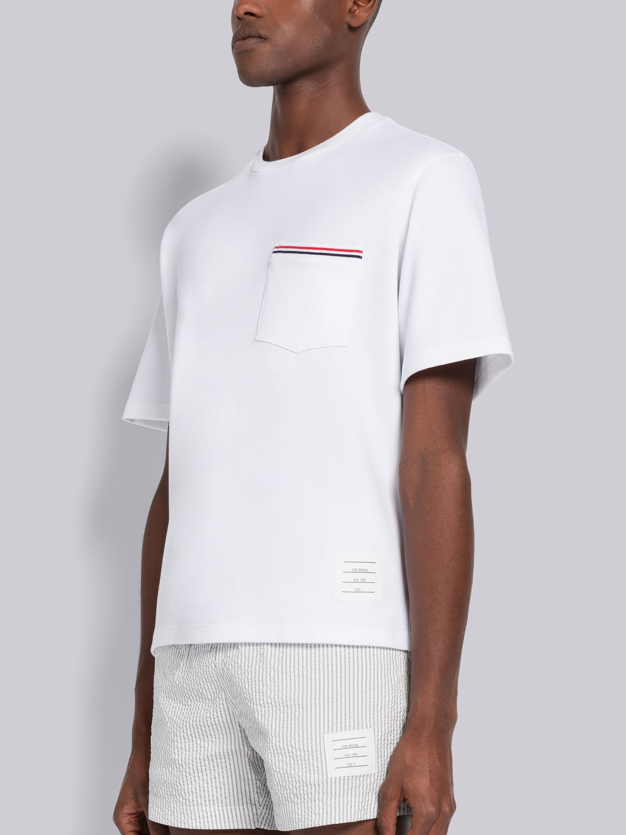 ★THOM BROWNE★ Oversized short sleeve pocket short sleeve t Thom Browne Oversized Short Sleeve Pocket Tee | REVERSIBLE