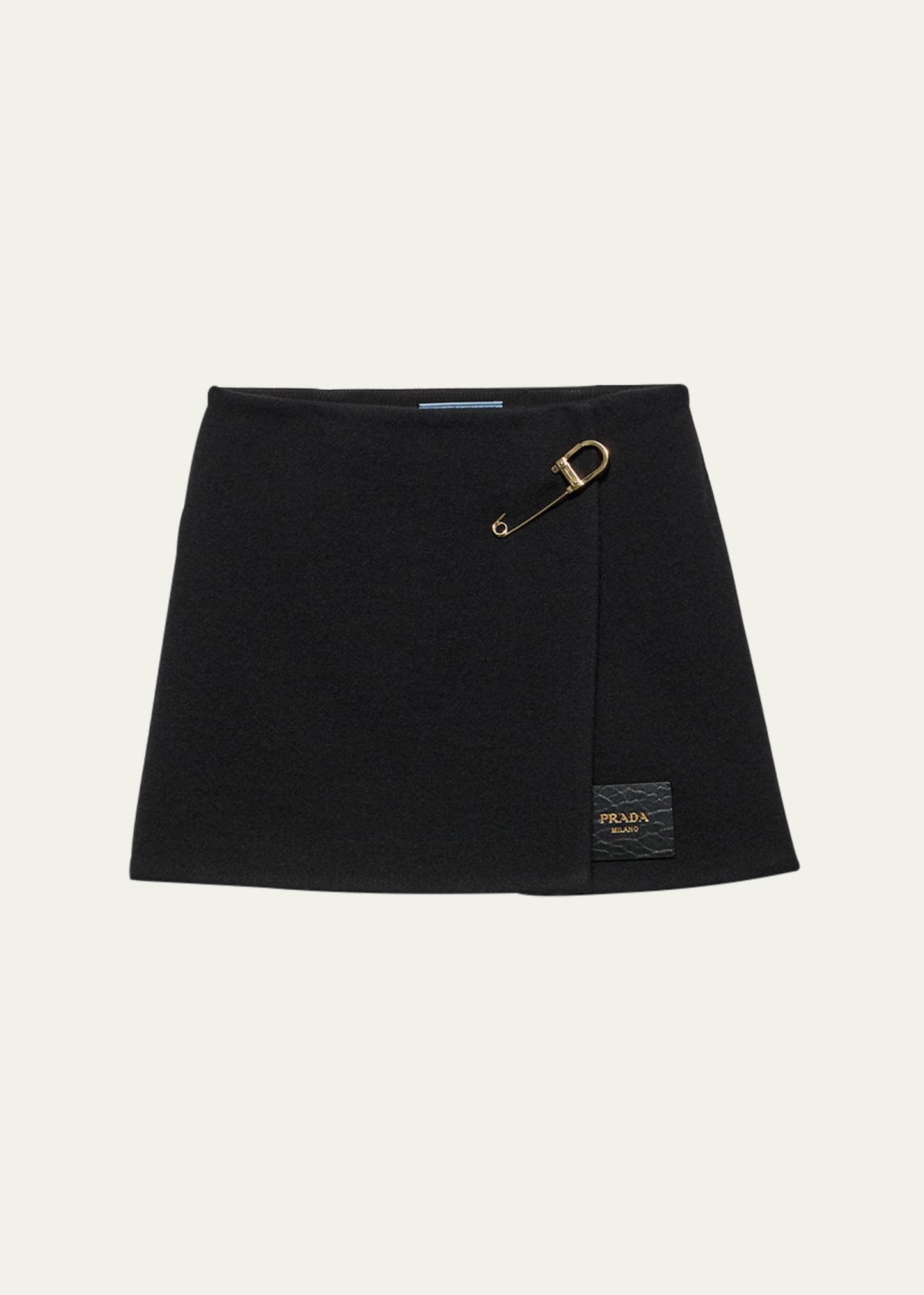 Safety Pin Brooch Twill Mini Skirt - 1