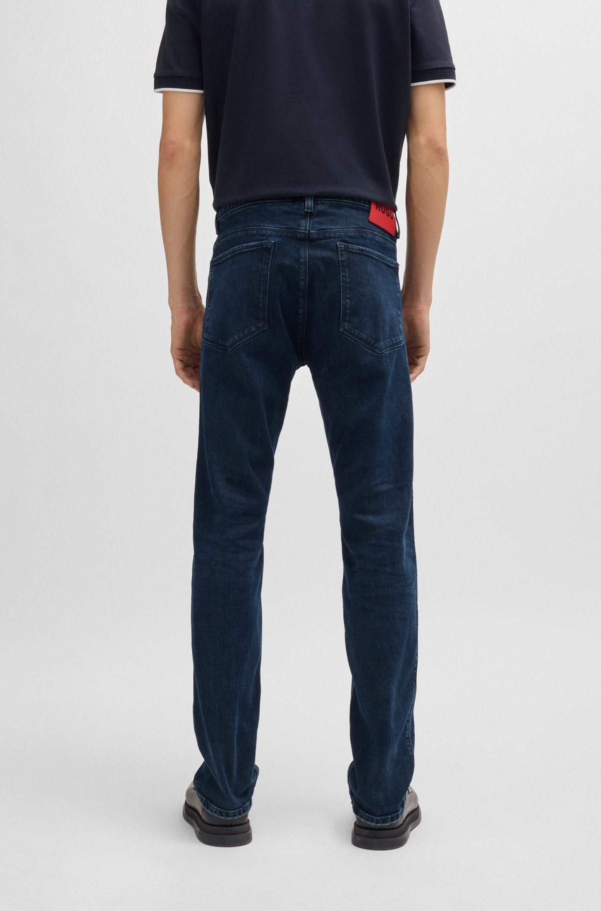 SLIM-FIT JEANS IN BLUE-BLACK STRETCH DENIM - 4