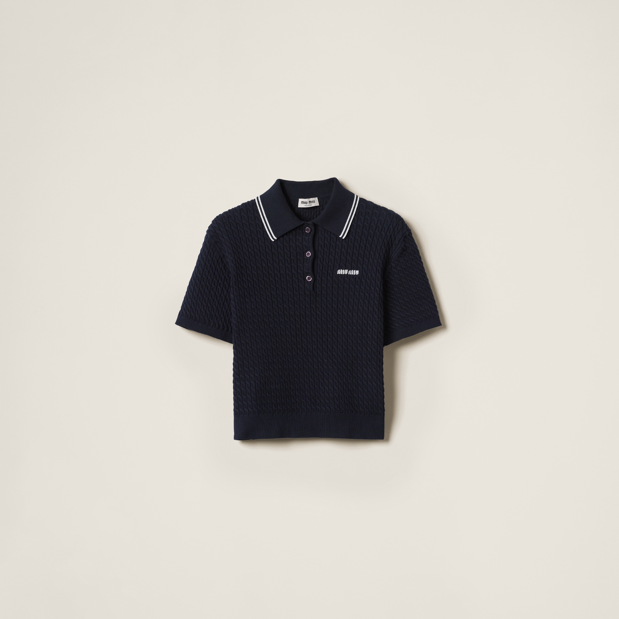 Cotton crocheted polo shirt - 1