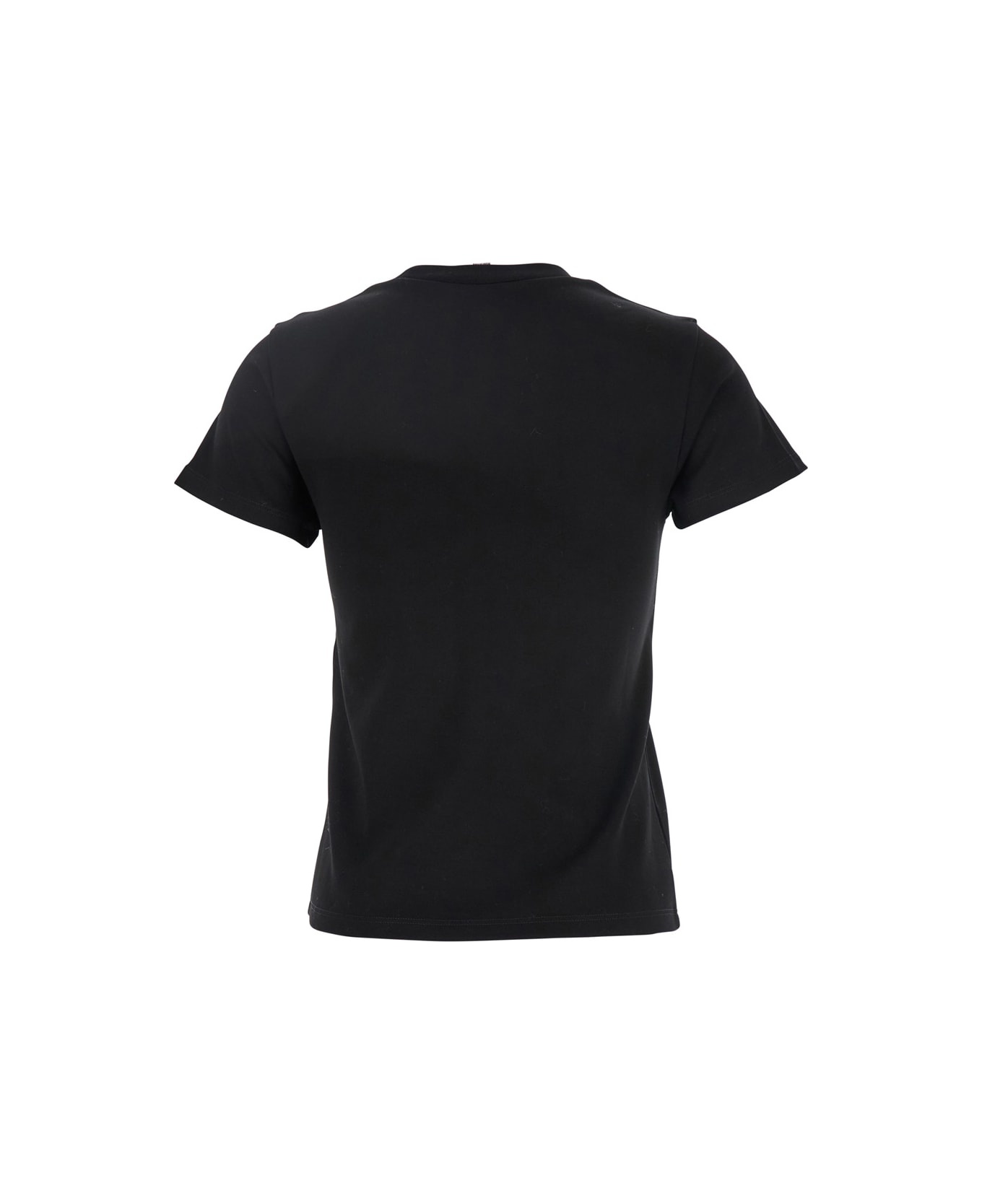 Black Crewneck T-shirt With Skull Embroidery On The Front In Cotton Woman - 2