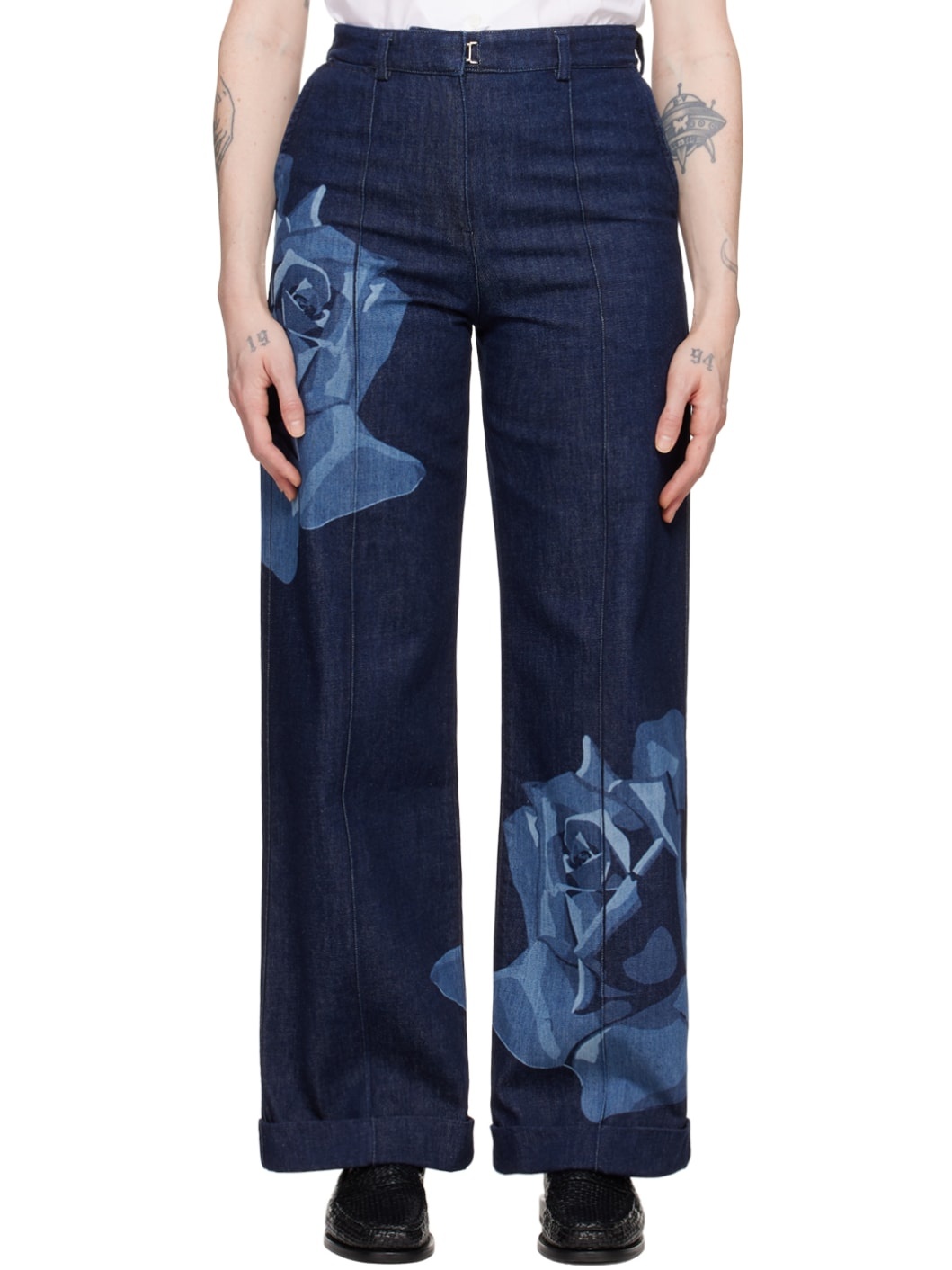 Indigo Kenzo Paris Rose Tailored Jeans - 1
