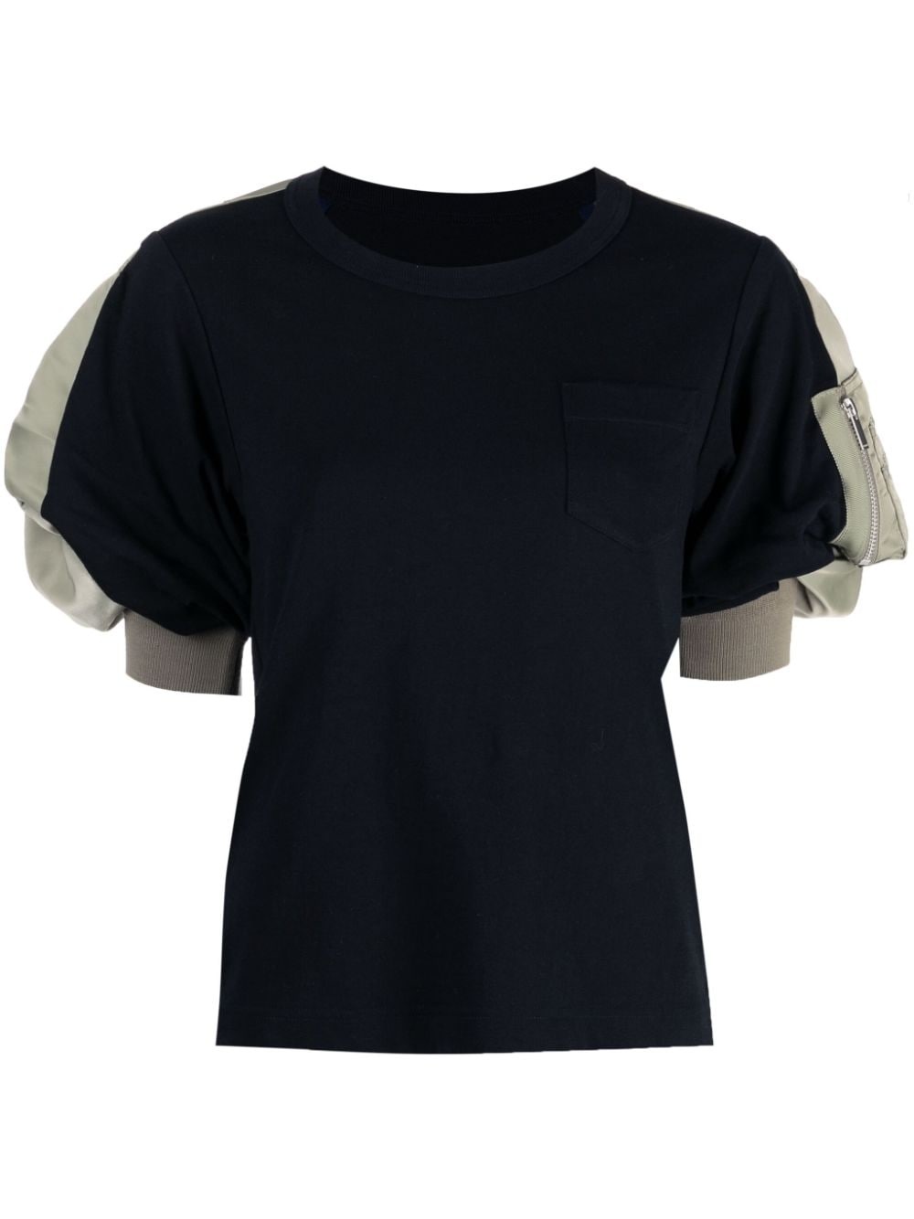 panelled short-sleeve cotton T-shirt - 1