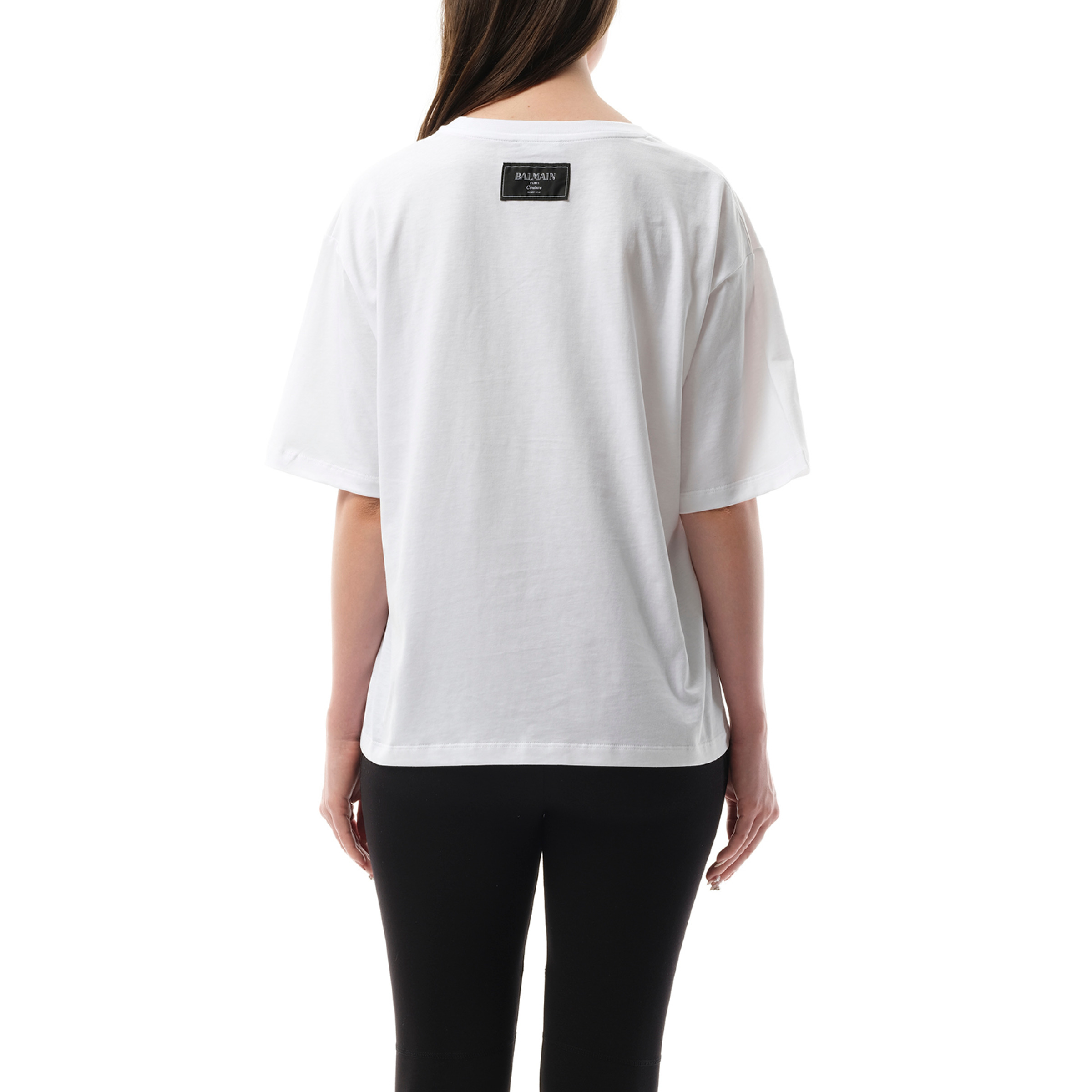 Balmain Kiss Print T-Shirt in White/Black/Red - 6