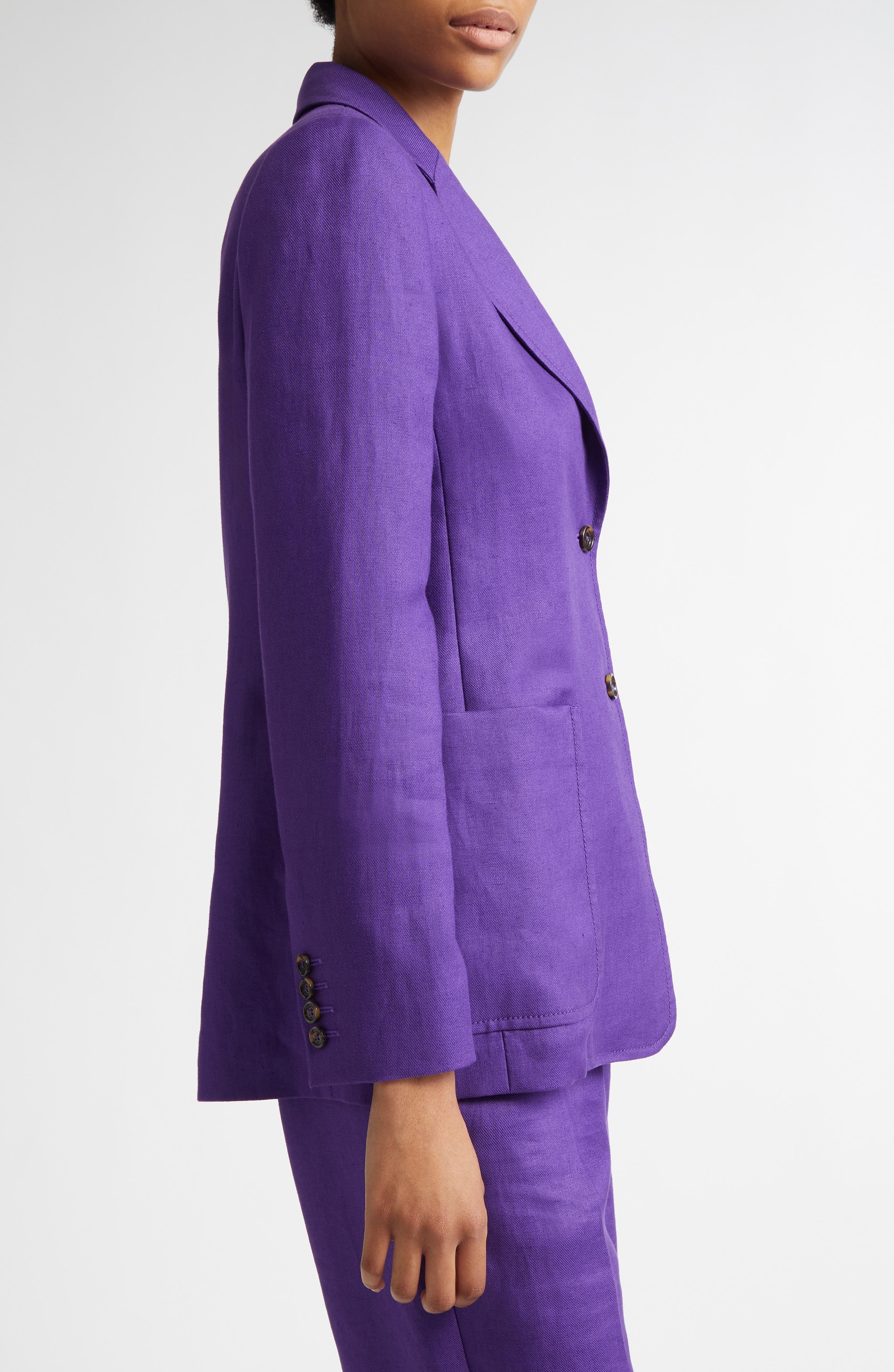 Max Mara Guglia Linen Blazer in Purple at Nordstrom - 4