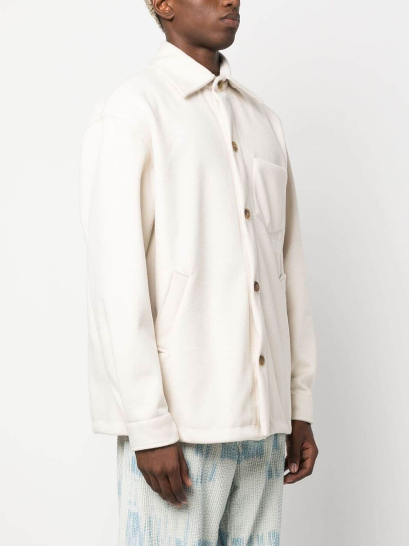 logo-embroidered button-up jacket 3