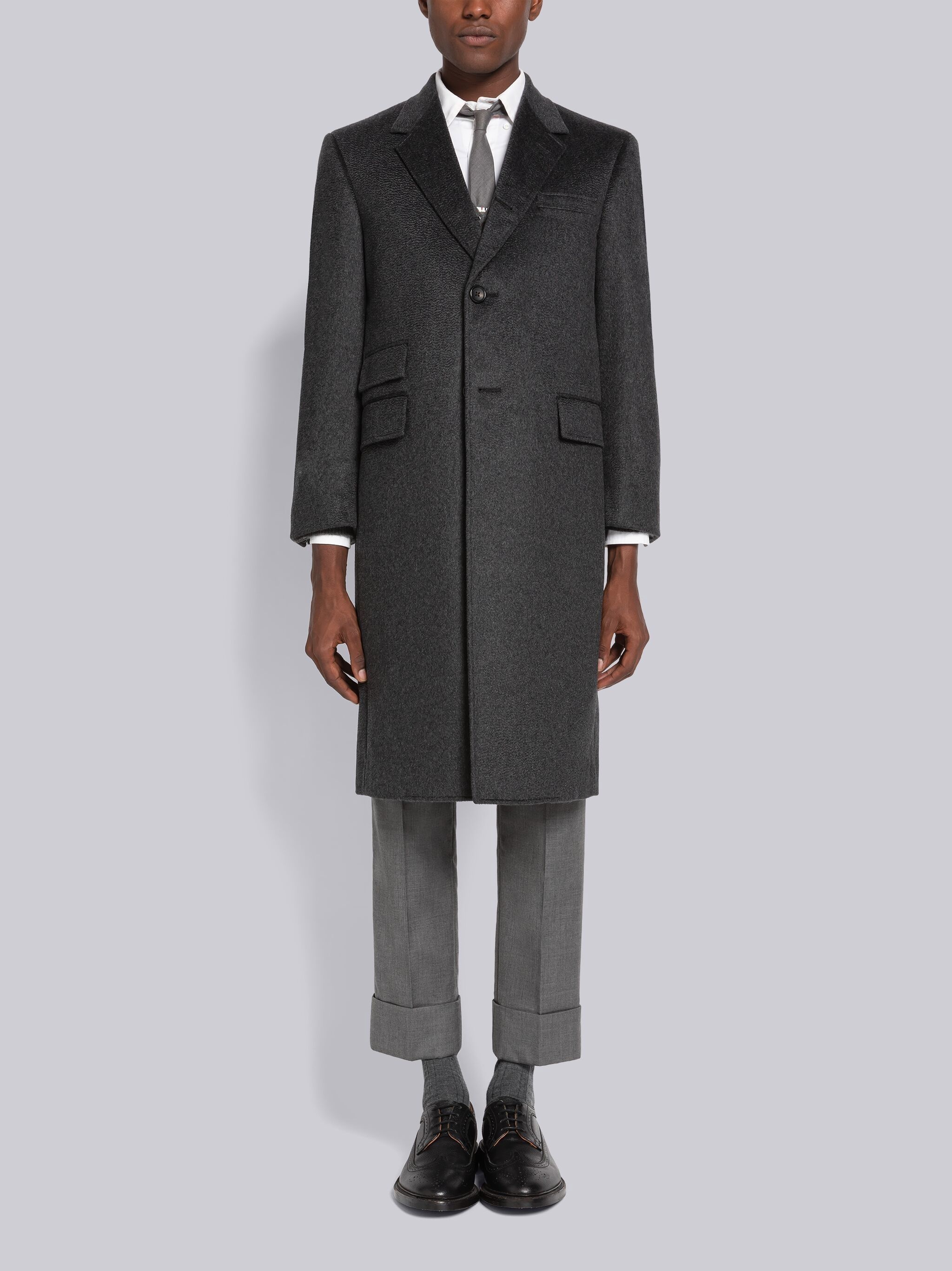 grosgrain-tab cashmere coat - 1