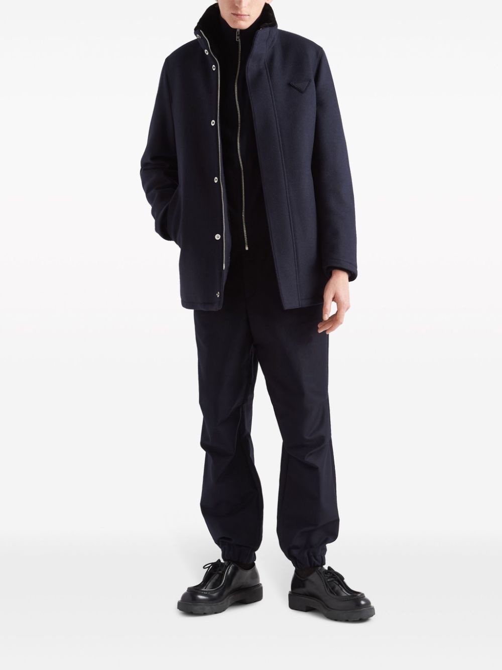 triangle-logo wool-blend jacket - 2